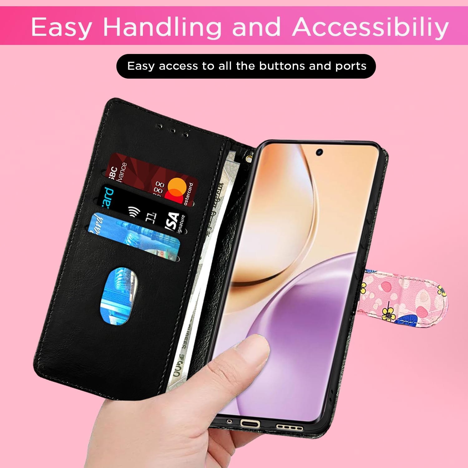 Pikkme pink flower Wallet flip case for Realme 14 Pro 5G – photo 7