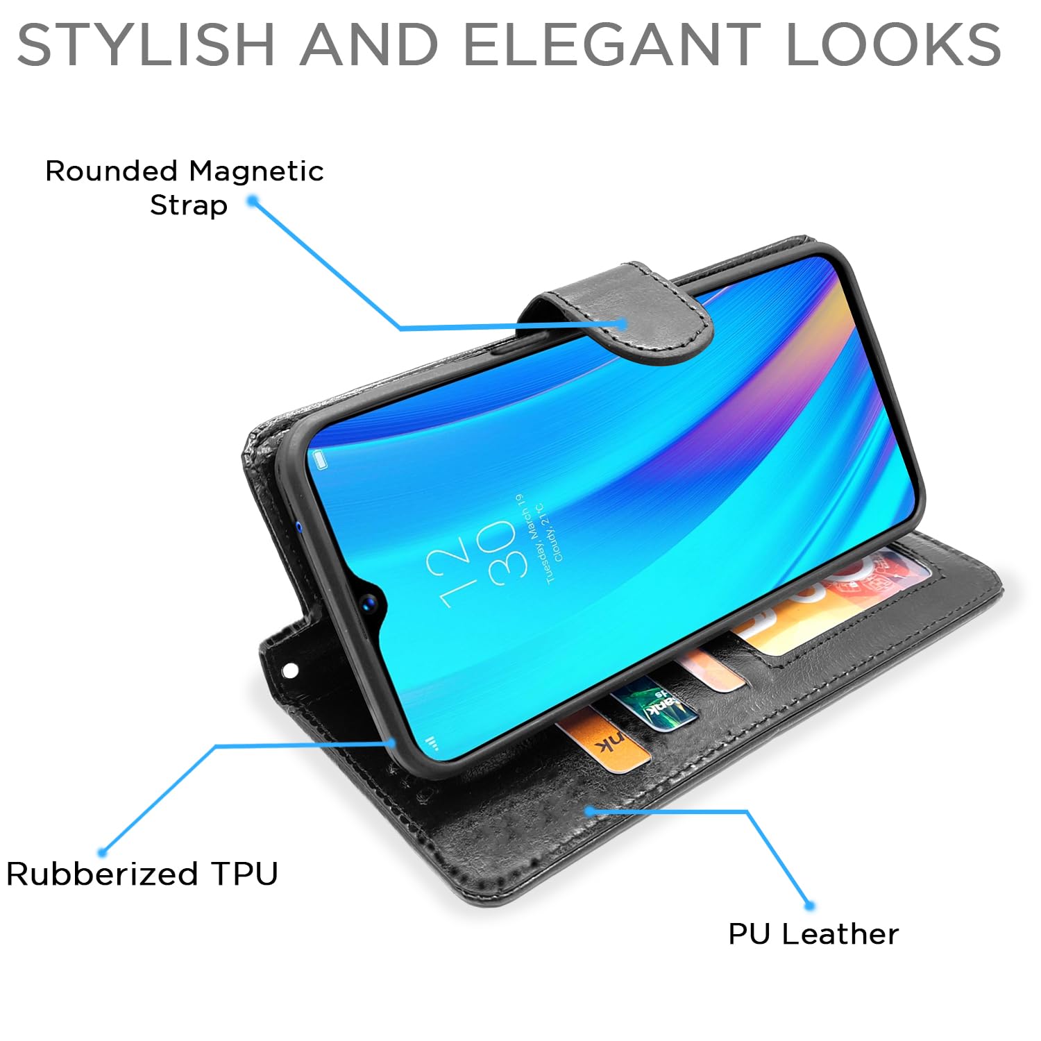 Realme 3 Pro flip case in black by Pikkme – photo 3