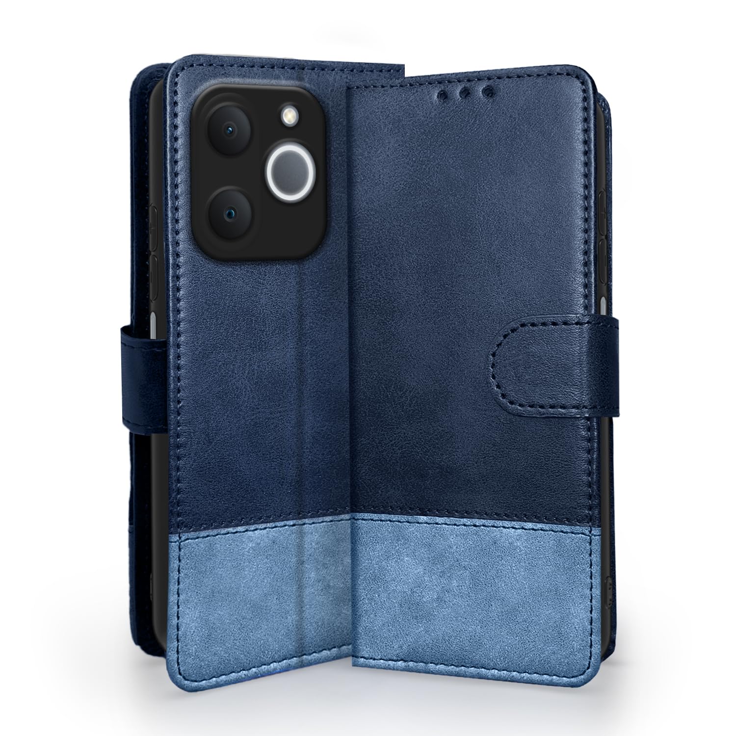 Pikkme navy & light blue Magnetic wallet flip cover for Realme Narzo 80 Lite 4G/C71 5G