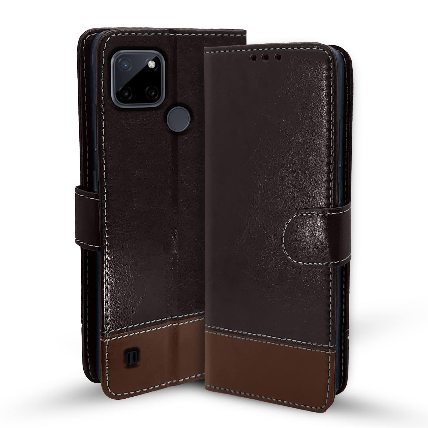 Coffee & brown wallet flip cover for Realme C21y – Pikkme