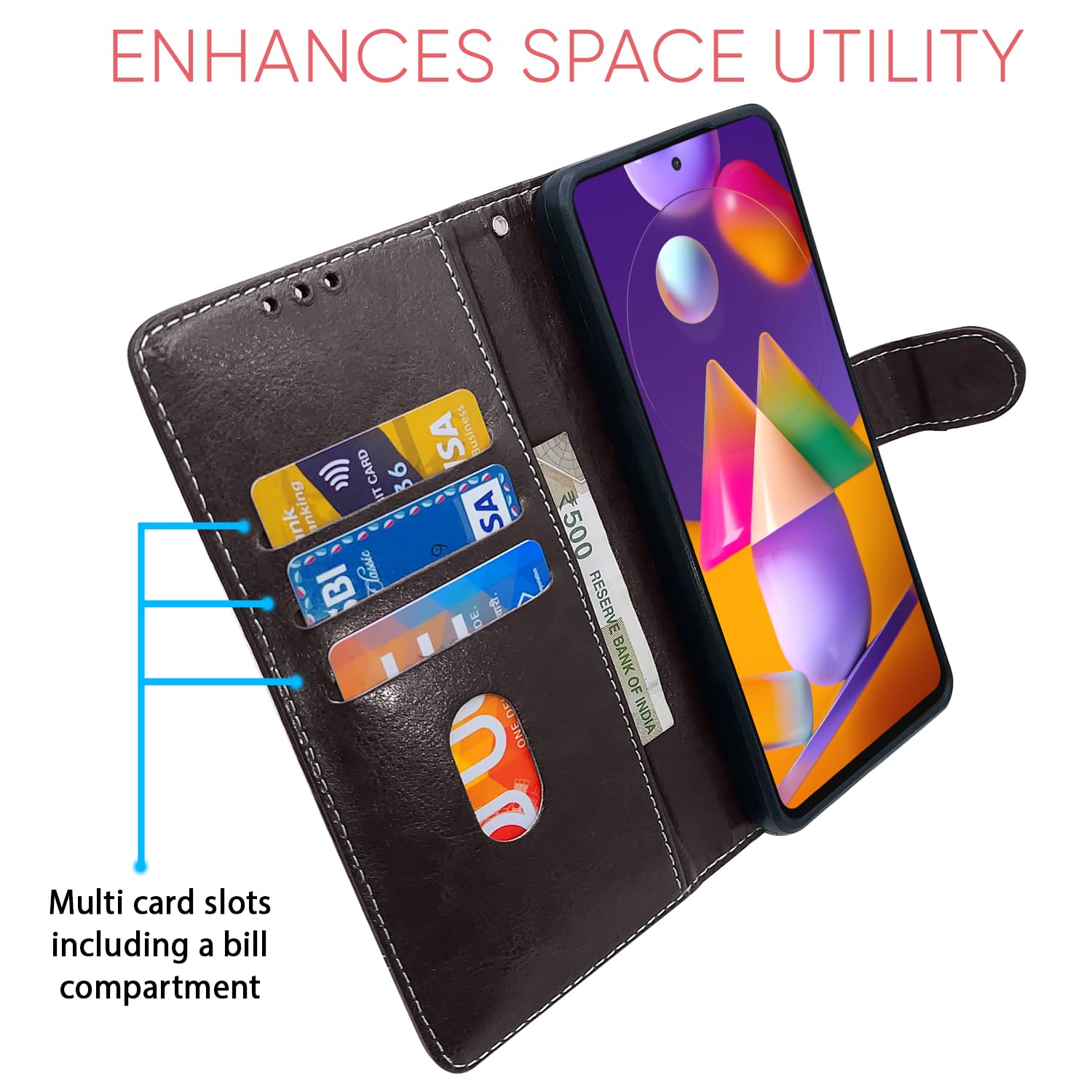 Samsung M31s flip case in coffee & brown by Pikkme – photo 3