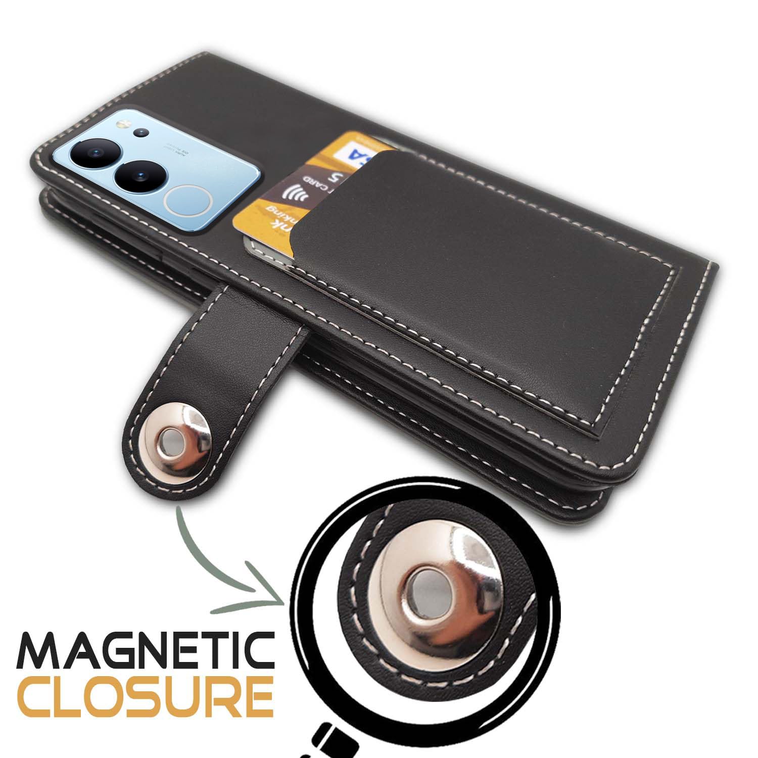 Pikkme grey Magnetic mobile flip cover for Vivo V29/V29 Pro 5G – photo 3