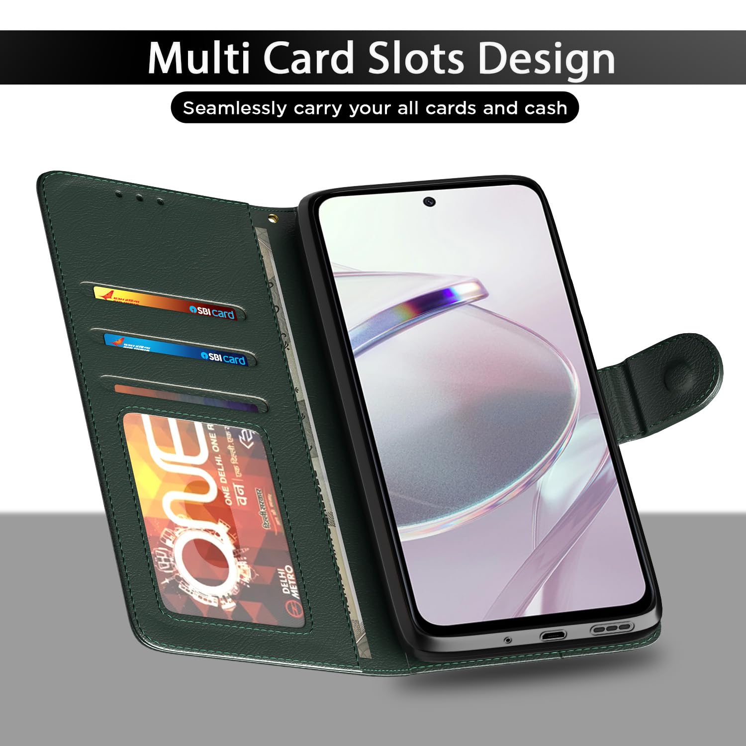 Pikkme Redmi 12 5G / Poco M6 Pro 5G Vintage Flip Cover |Green