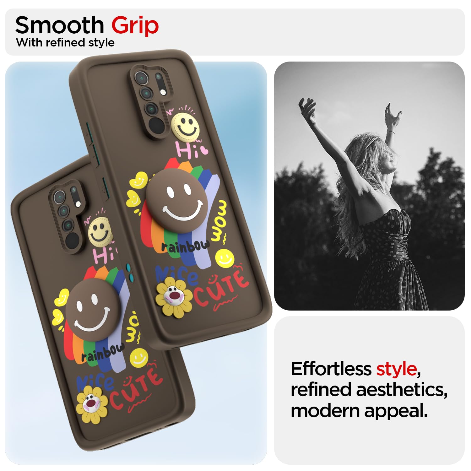 Brown Soft Silicone phone cover for Redmi 9 Prime/Poco M2 – Pikkme – photo 2