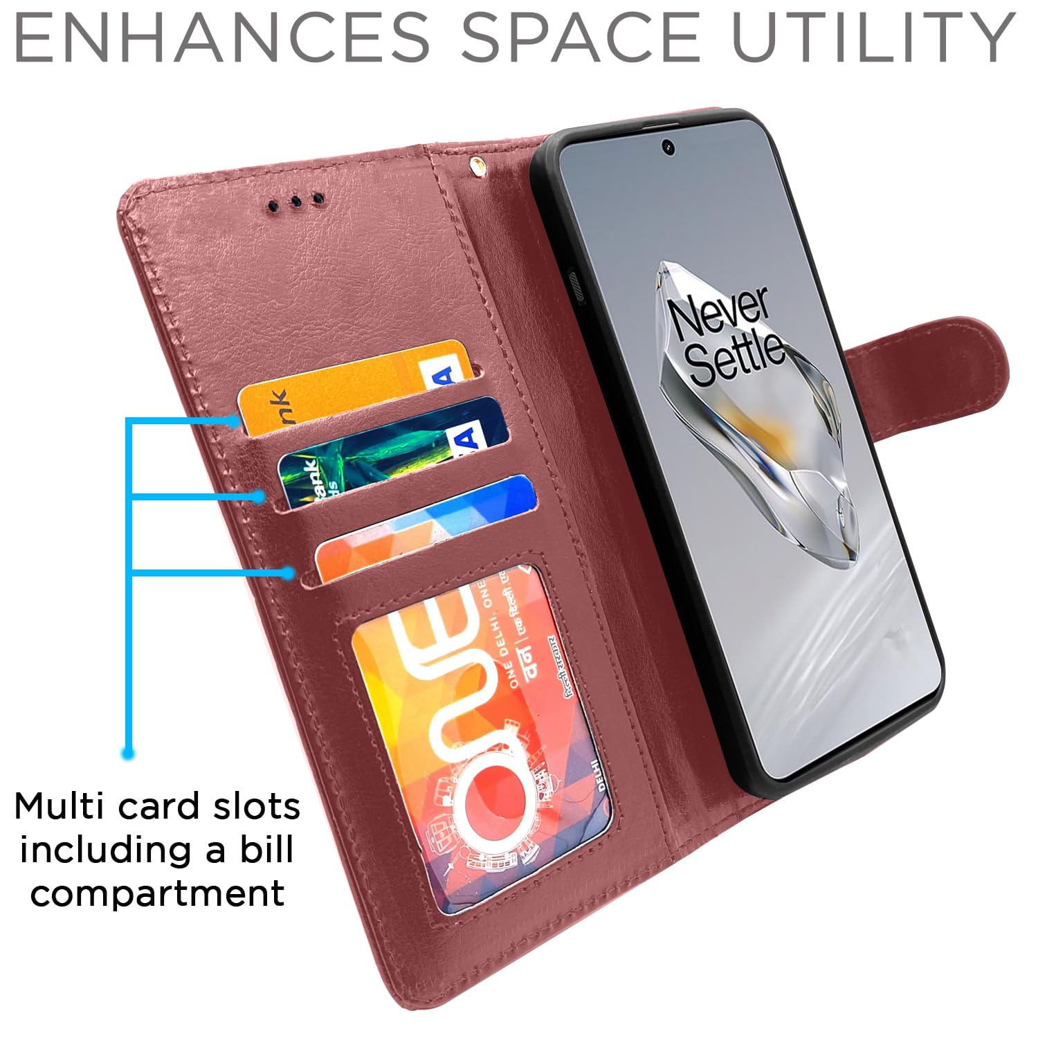 Pikkme OnePlus 12 5G Wallet brown flip cover – photo 5