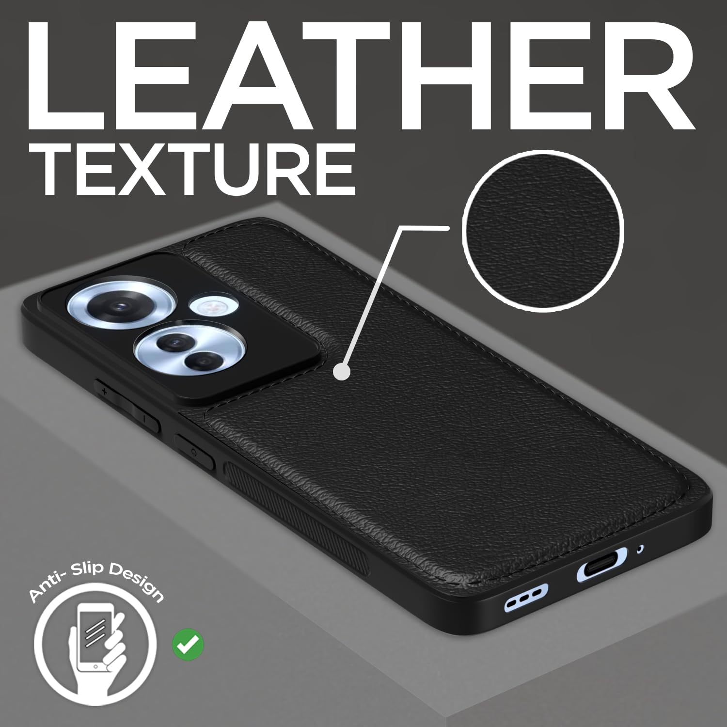 Pikkme Oppo F25 Pro 5G Leatherback Back Case | Black