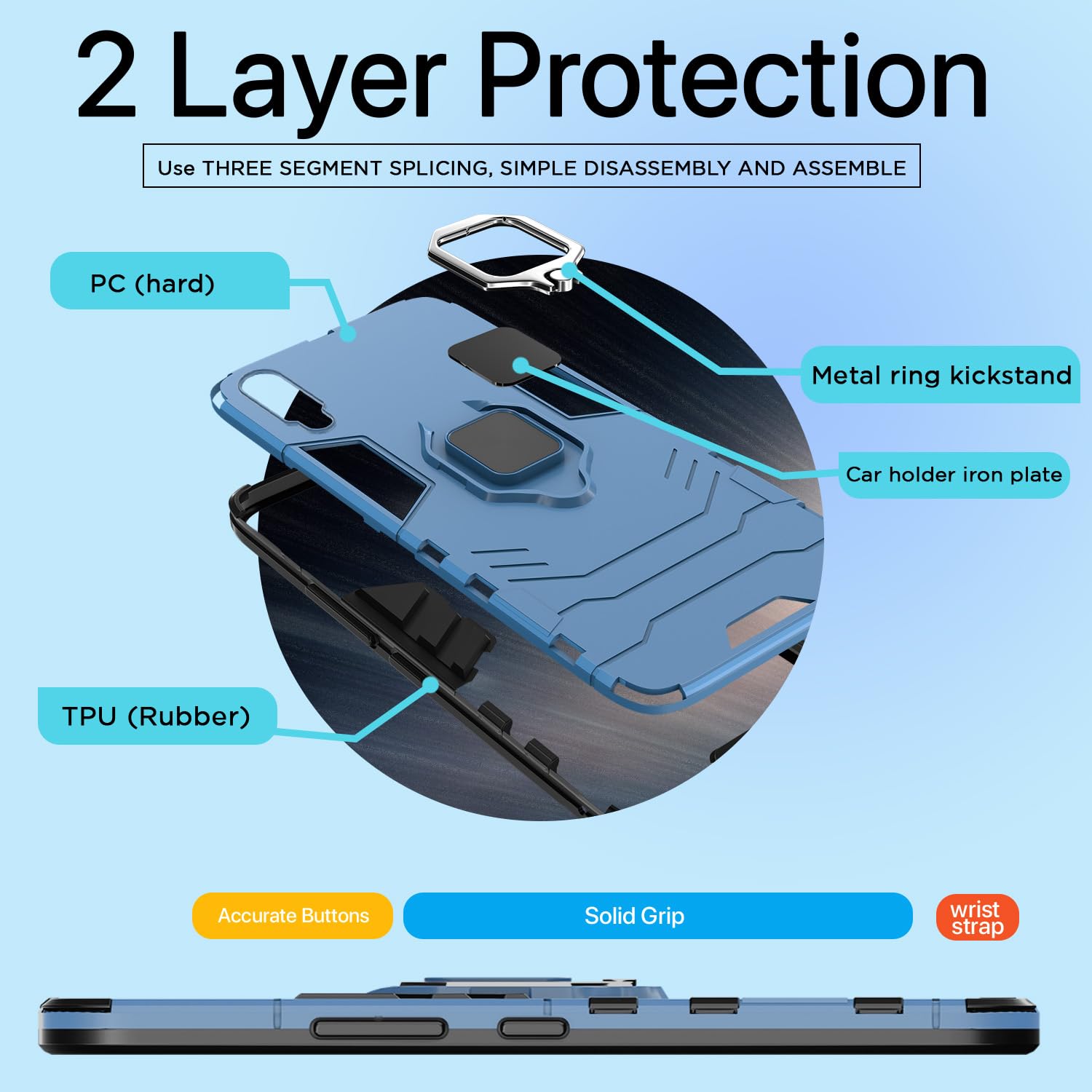 Pikkme Redmi Note 7 / Note 7 Pro/Note 7s D5 Tough Armor Back Cover | Blue