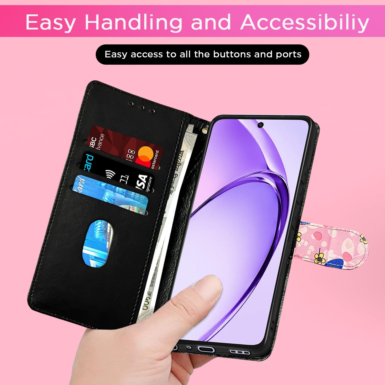 Pikkme Oppo A3x 5G/A3x 4G/A3 5G Wallet pink flower flip case – photo 7