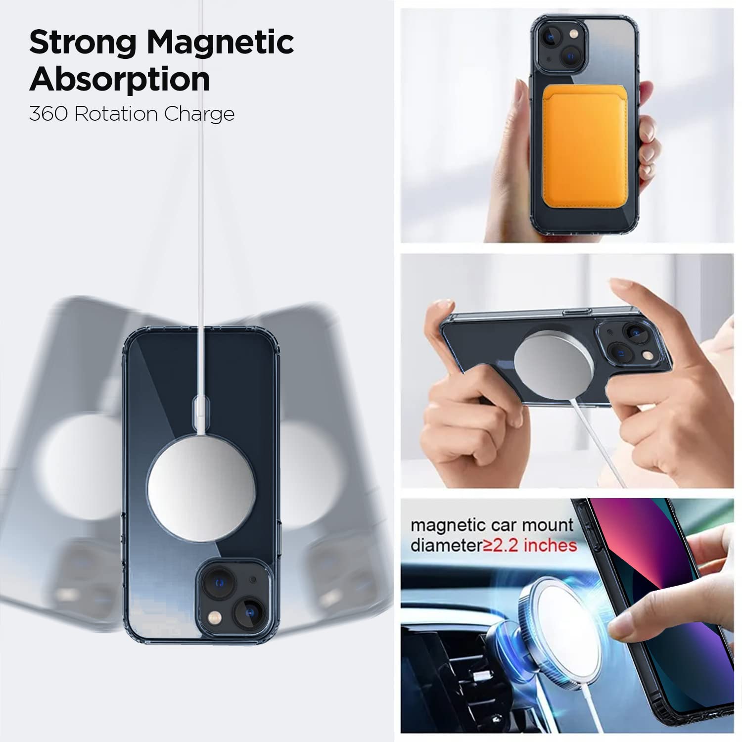 Pikkme iPhone 13 Mag-Safe Crystal Clear | TPU & Polycarbonate Back Cover (Transparent)