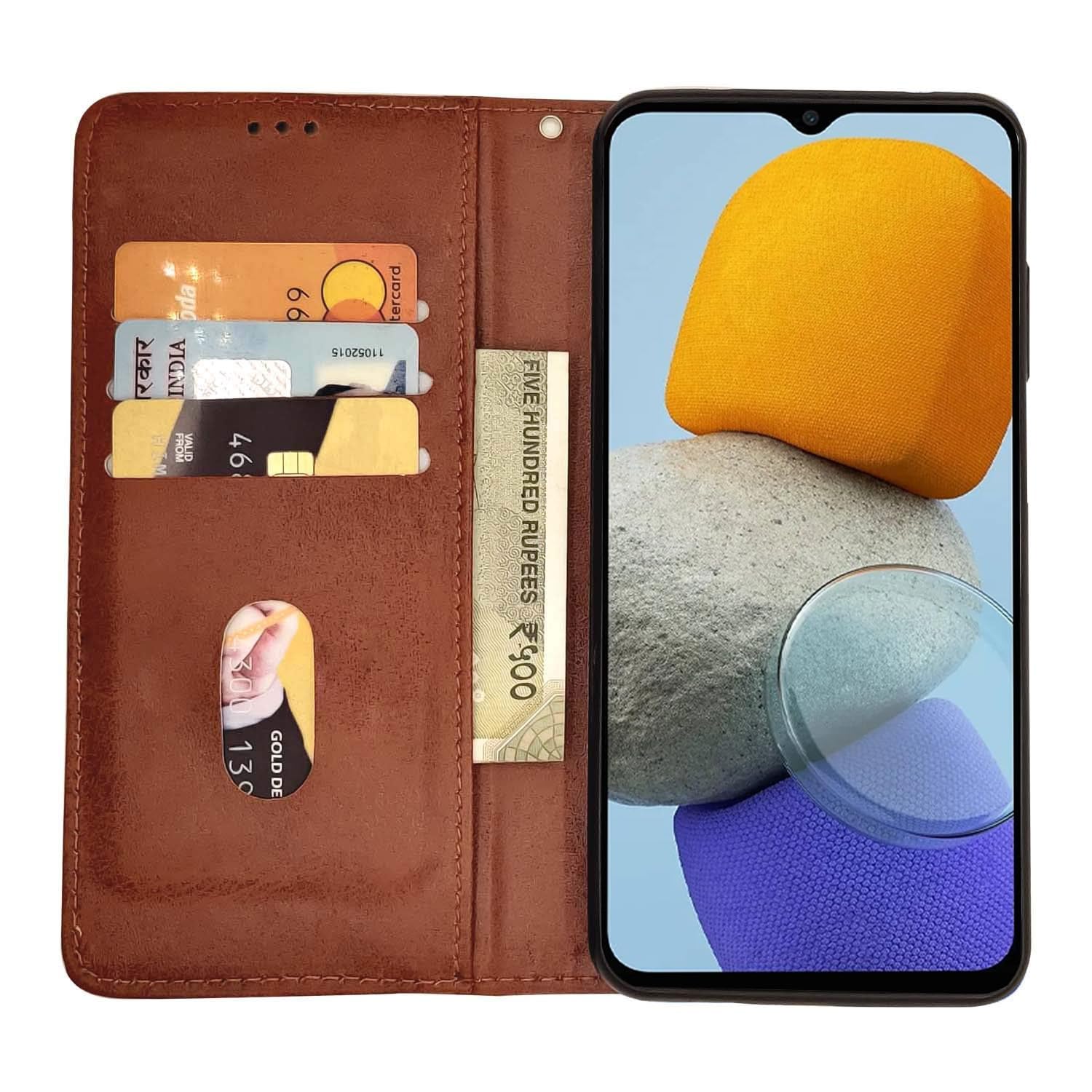 Pikkme Samsung Galaxy F23 5G Magnetic Flip Cover (Brown)