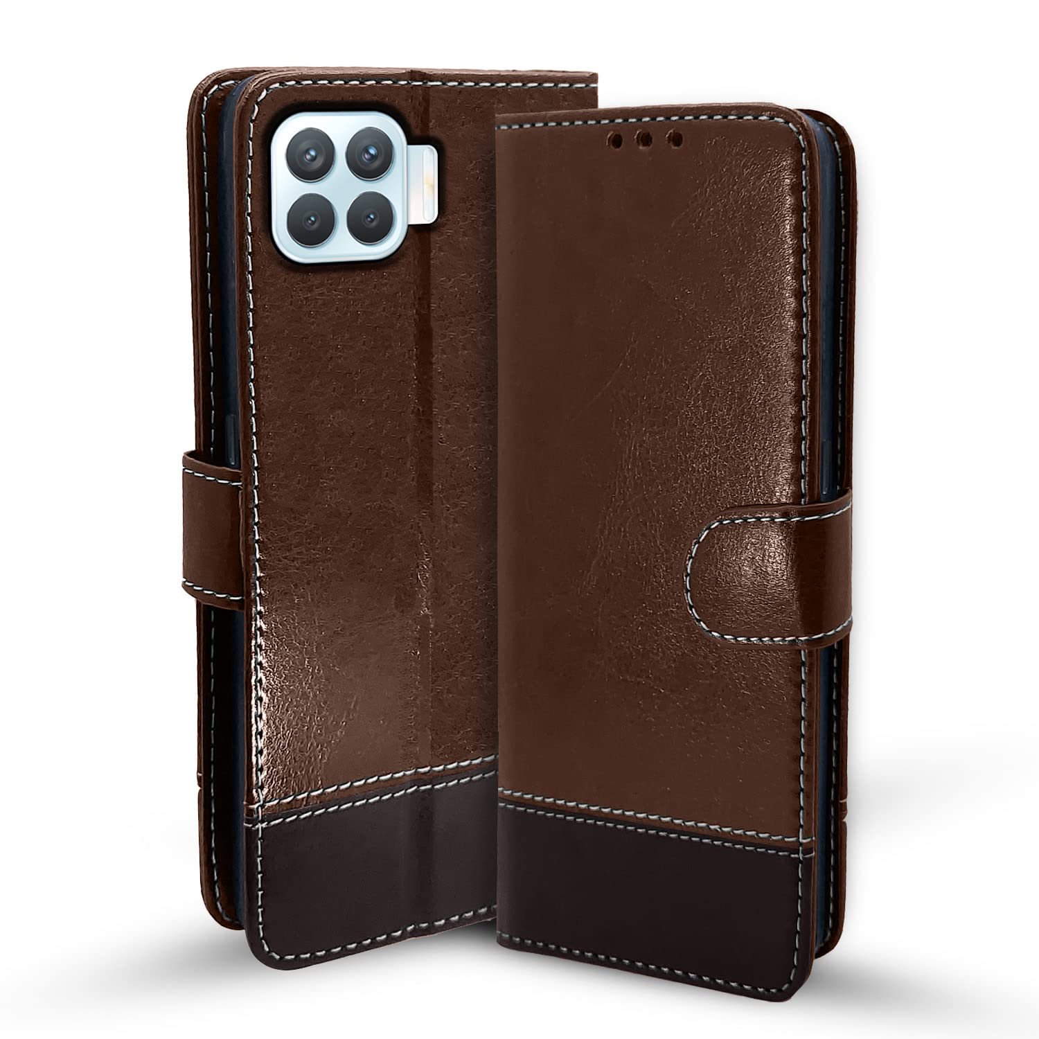 Pikkme brown & coffee mobile flip cover for Oppo F17 Pro