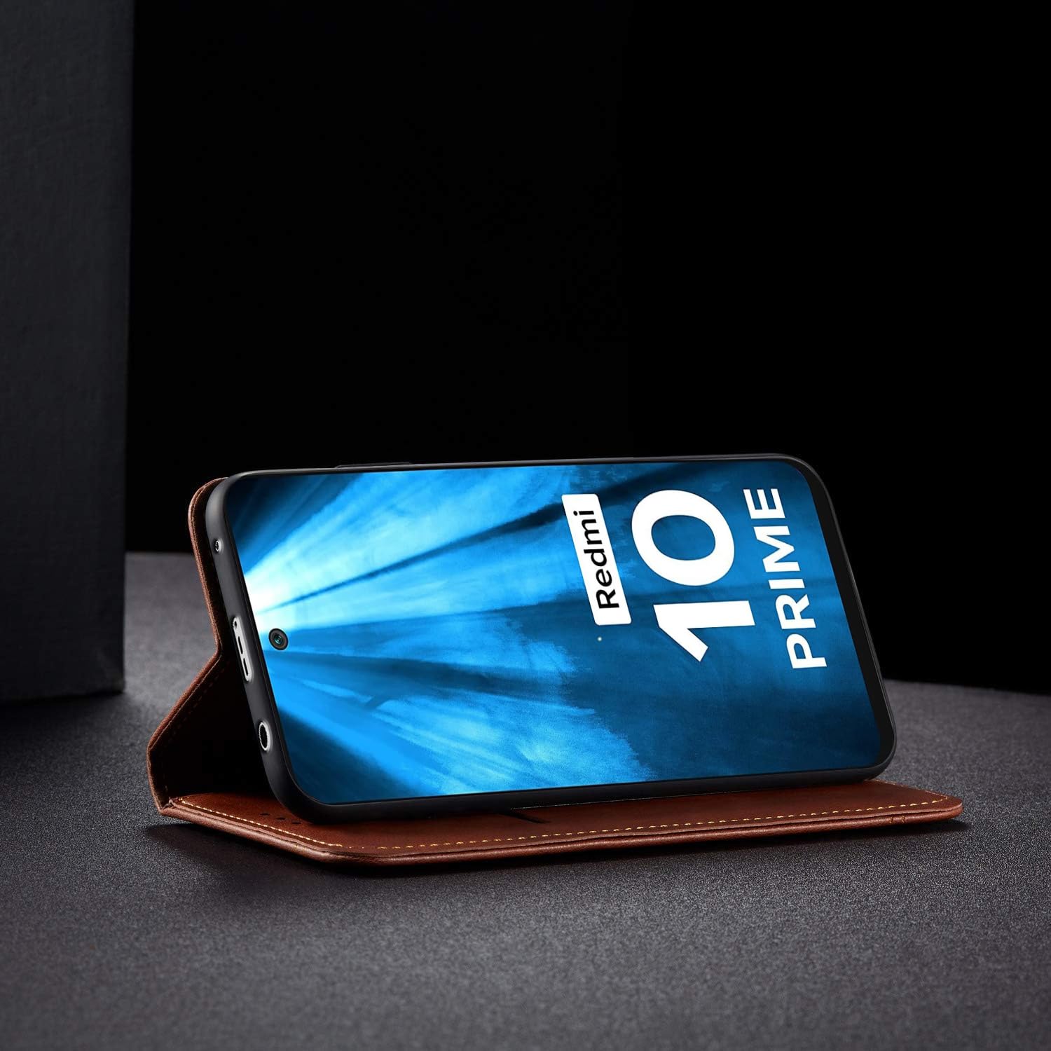 Pikkme Mi Redmi 10 Prime Premium Leather Magnetic Flip Cover (Brown)