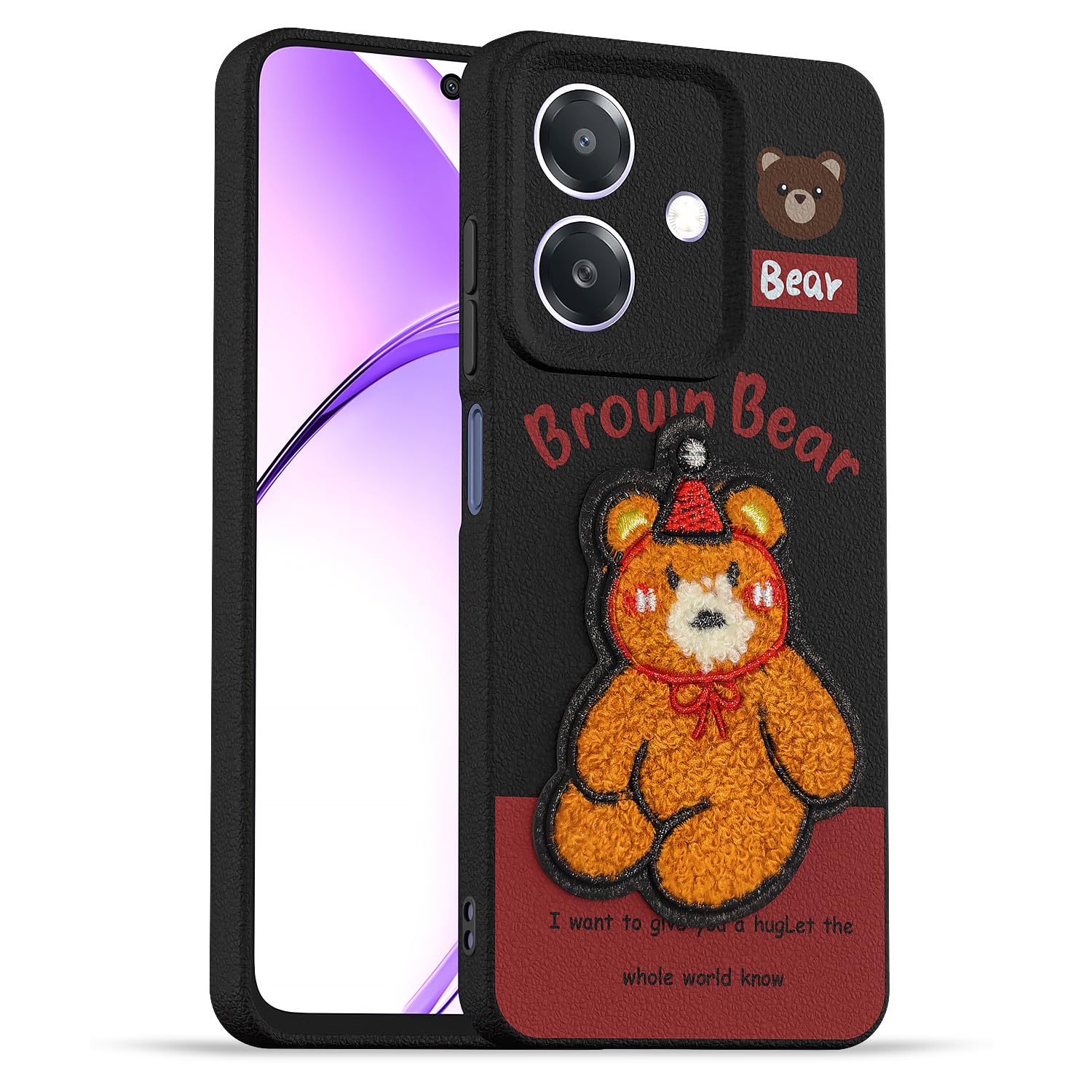 Pikkme Oppo A3x 5G/A3x 4G/A3 5G Plush Patch cherry back cover
