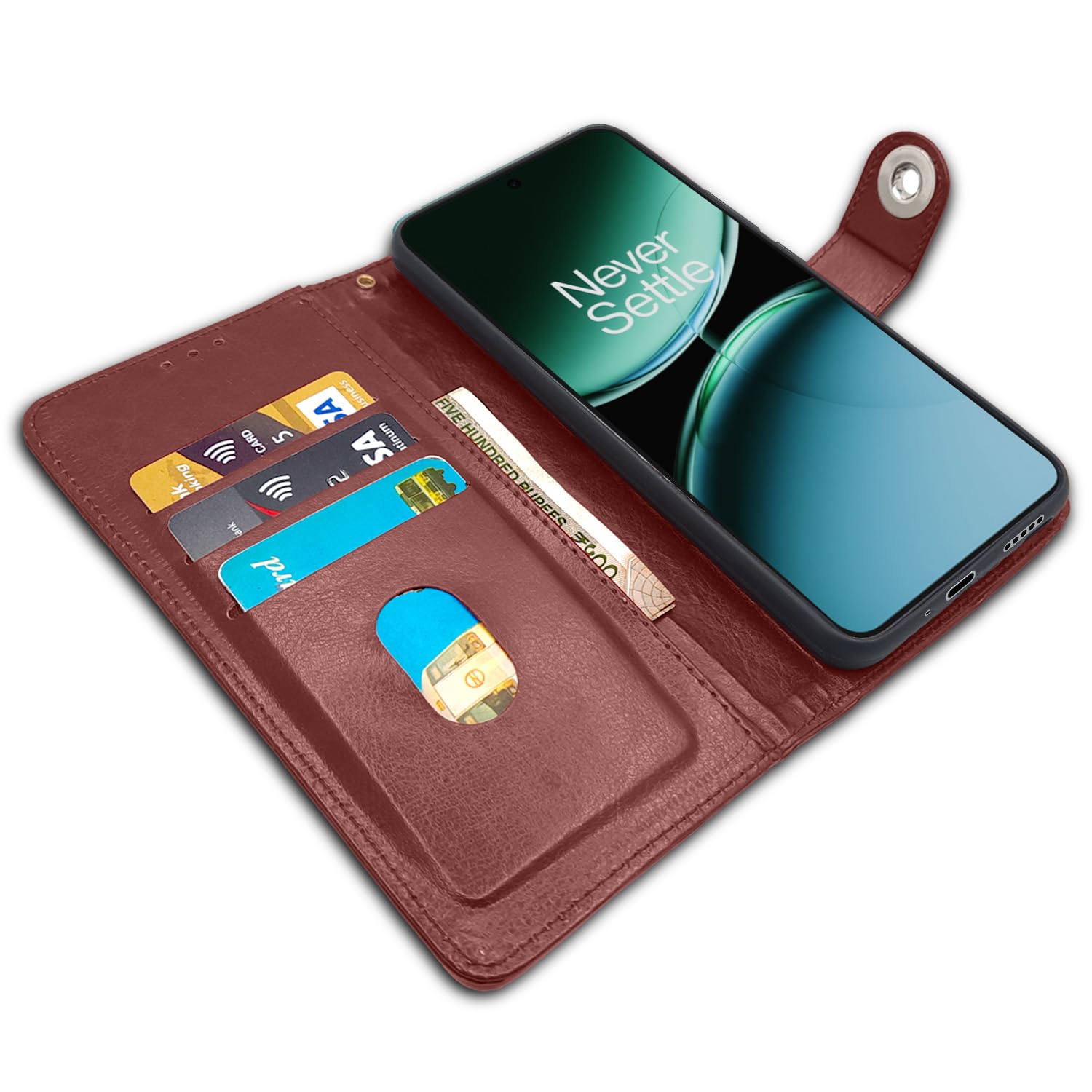 Pikkme OnePlus Nord 4 5G Button brown wallet flip cover – photo 5
