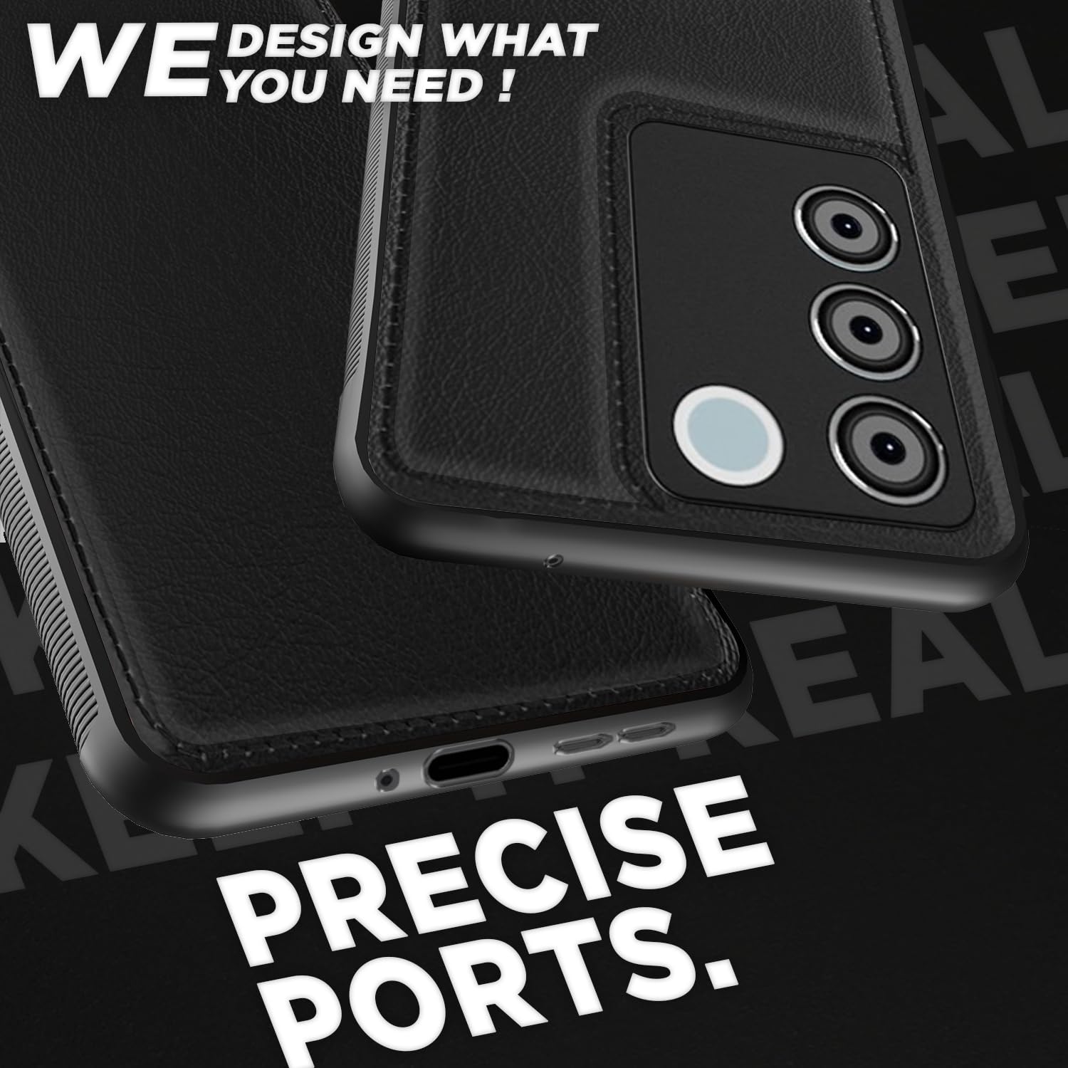 Pikkme Vivo V27 5G / V27 Pro 5G Leatherback Back Case | Black