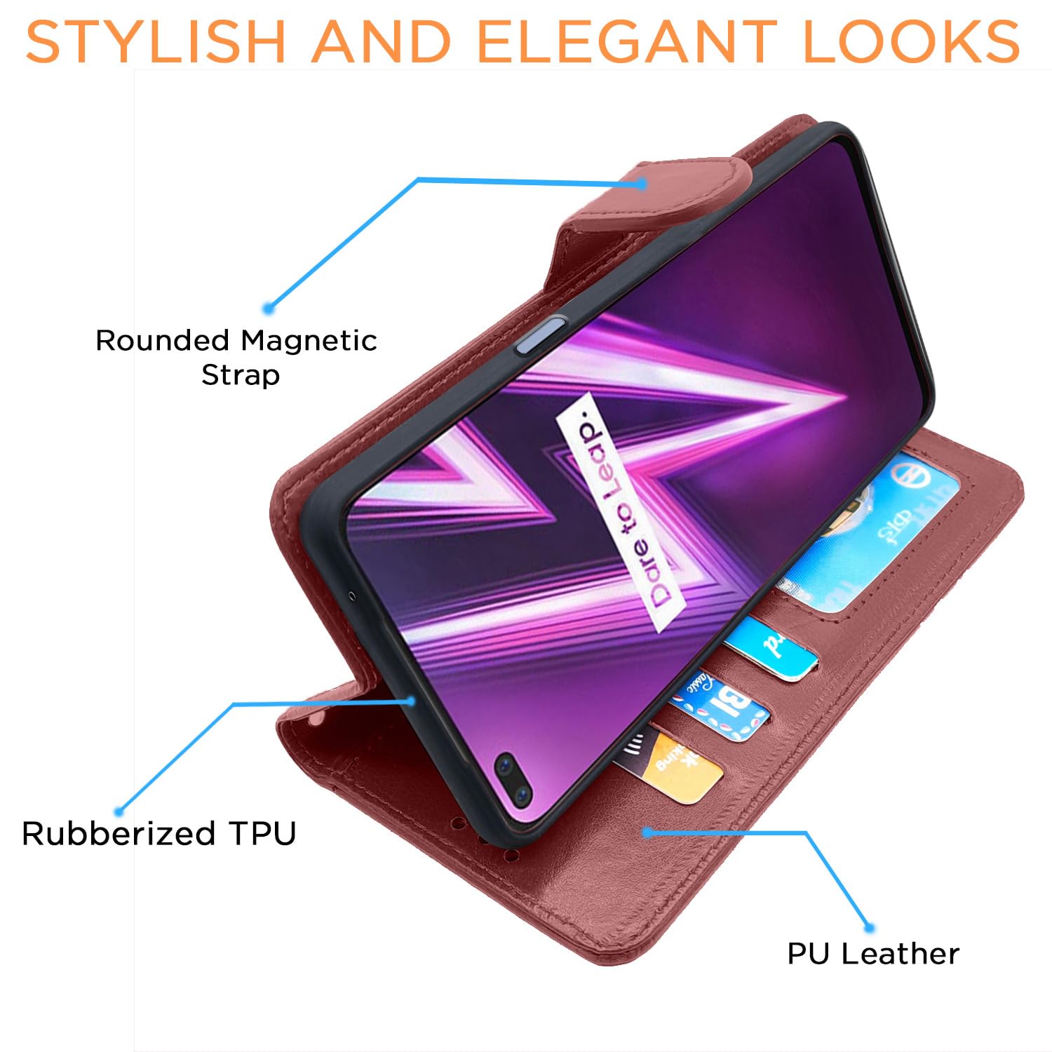 Pikkme Realme 6 Pro brown flip cover – photo 4