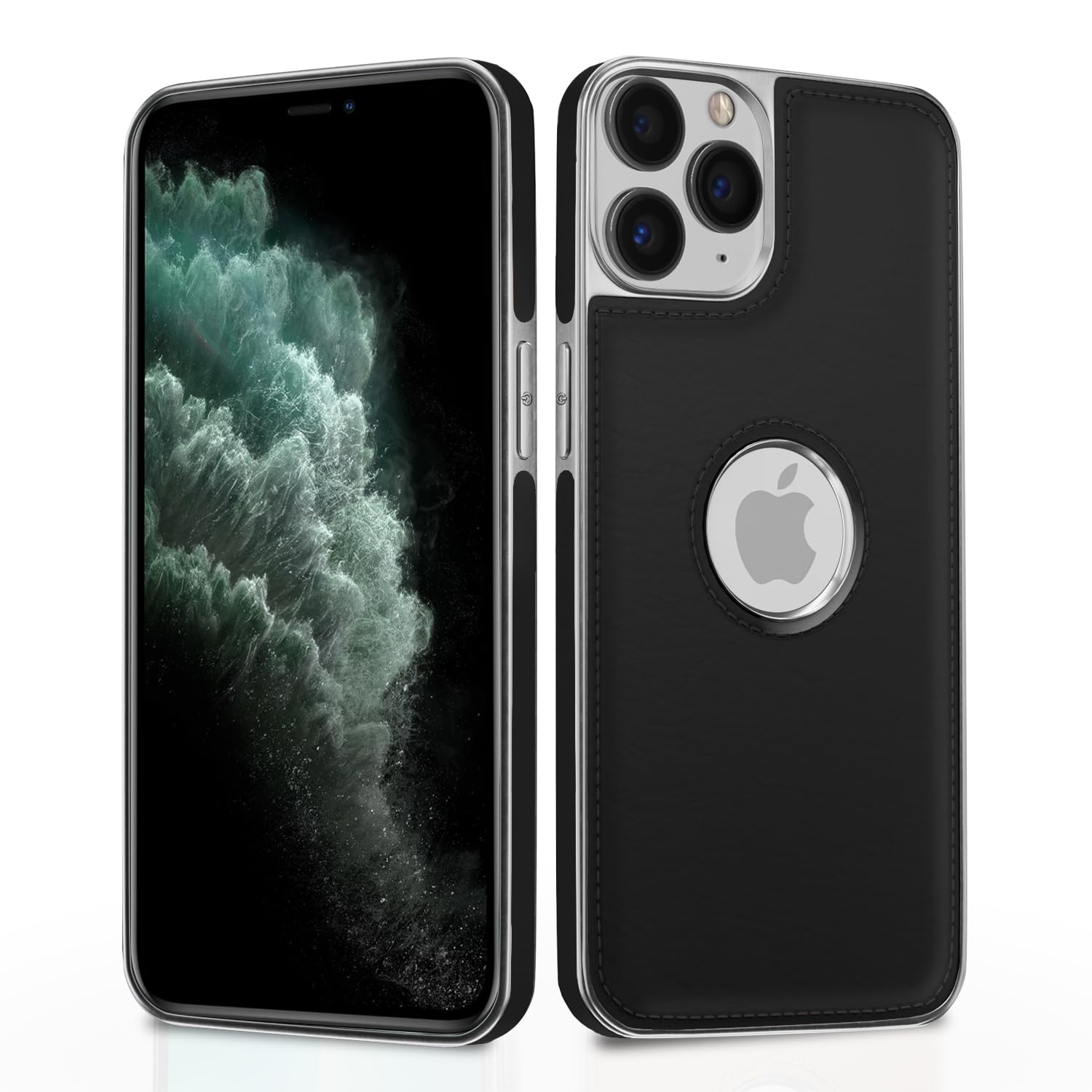 iPhone 11 Chrome Leather Back Cover -Black