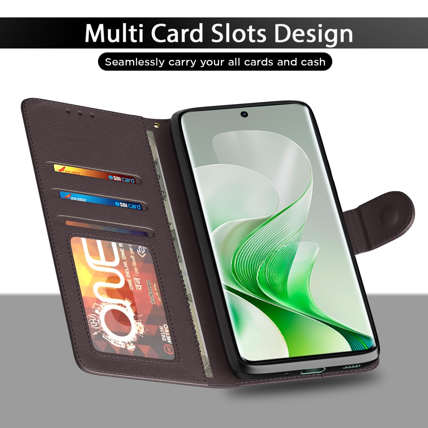 Pikkme Vivo V40e/iQOO Z9s 5G Wallet coffee flip case – photo 5