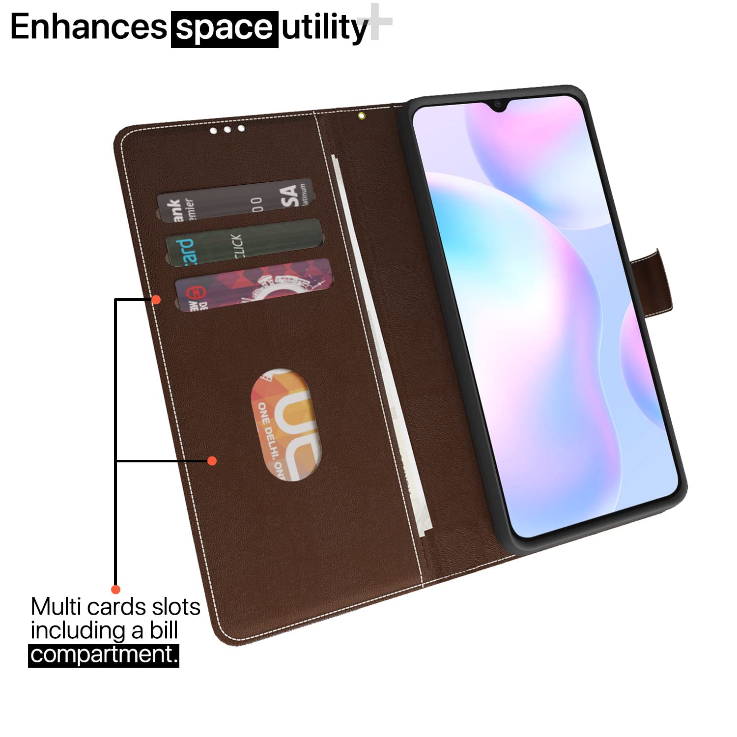 Pikkme Redmi 9A/9i/9A Sport Magnetic brown & coffee mobile flip cover – photo 2