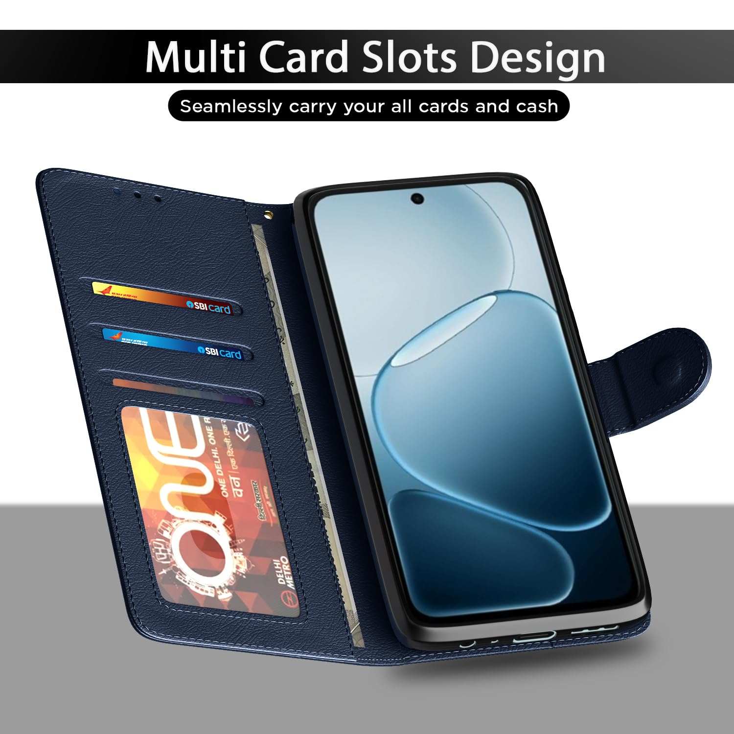 Oppo A6X 5G flip case in blue by Pikkme – photo 5