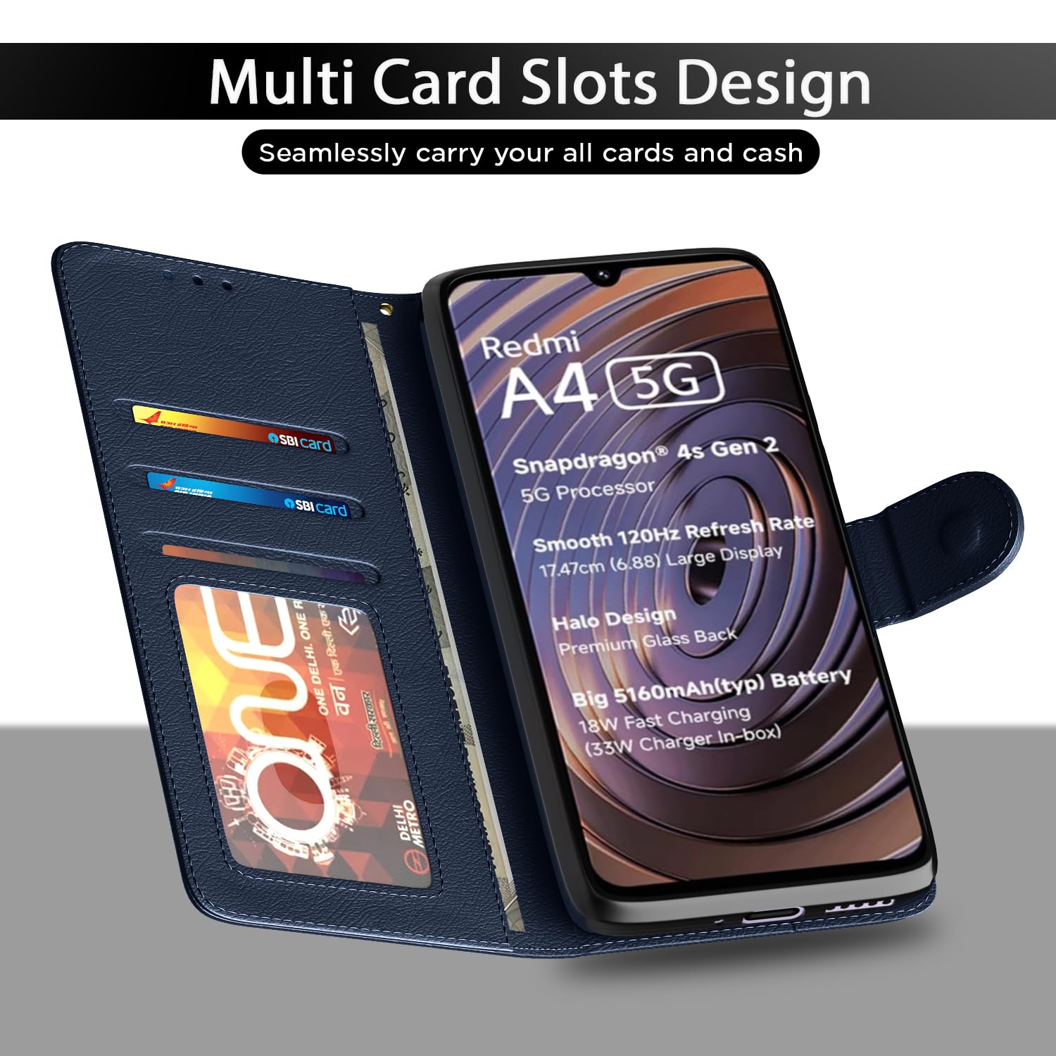 Blue Wallet wallet flip cover for Redmi A4/14C/Poco C75 5G – Pikkme – photo 5
