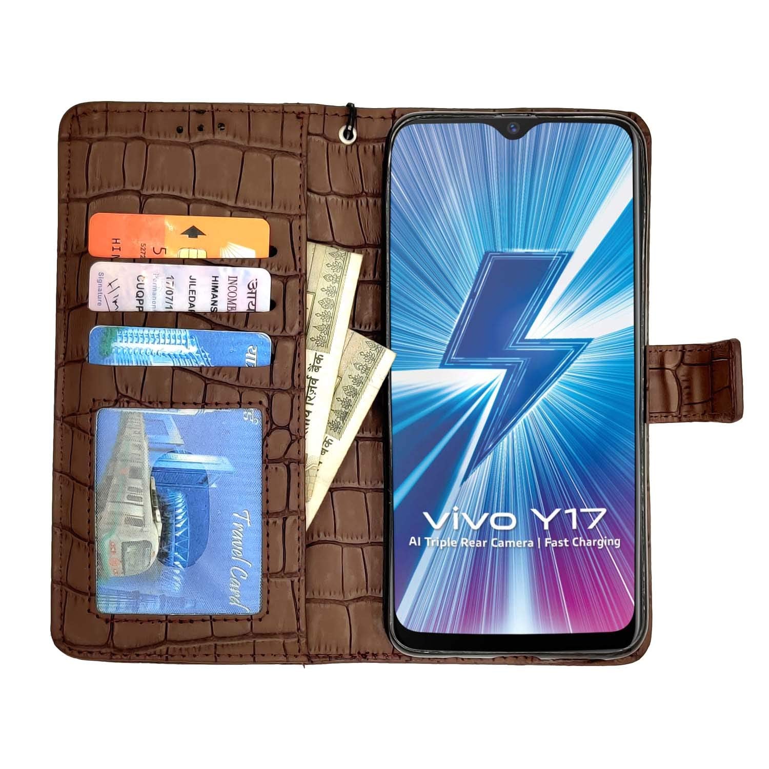 Brown Leather flip case for Vivo Y12/Y15/Y17/U10 – Pikkme – photo 2