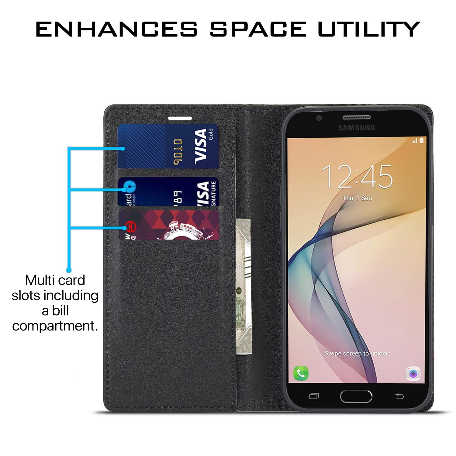 Pikkme black Wallet flip case for Samsung J7 Prime – photo 3