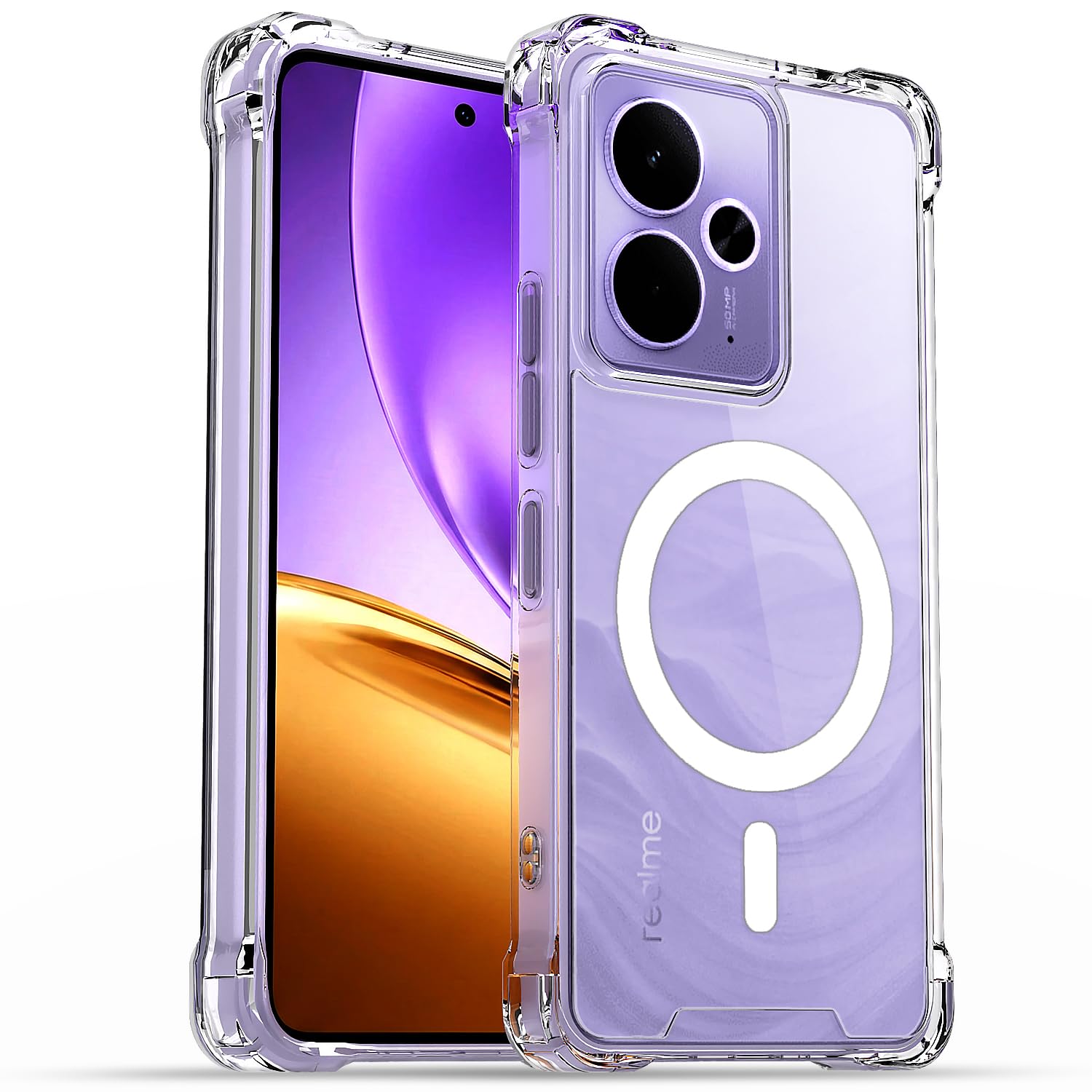 Realme 14 5G MagSafe back cover in transparent mag-safe by Pikkme