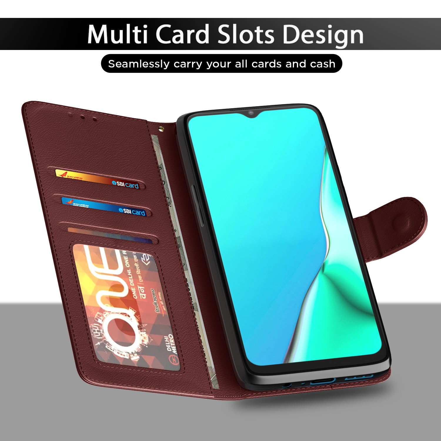 Oppo A5 2020/A92020 Wallet wallet flip cover in brown by Pikkme – photo 5