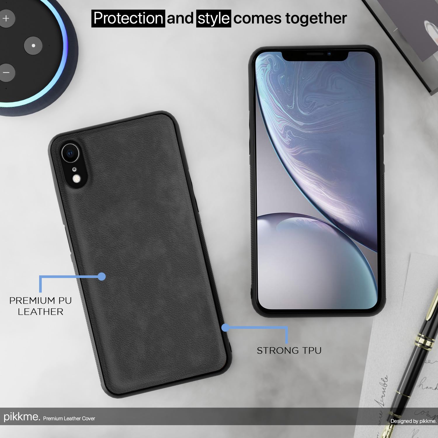 Pikkme grey Leather mobile cover for iPhone XR – photo 4