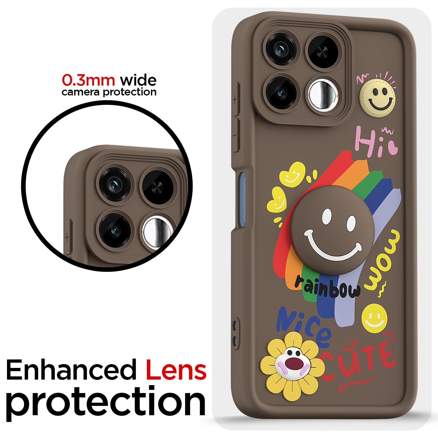 Pikkme brown Smile Rainbow back cover for Realme 16T 5G – photo 5