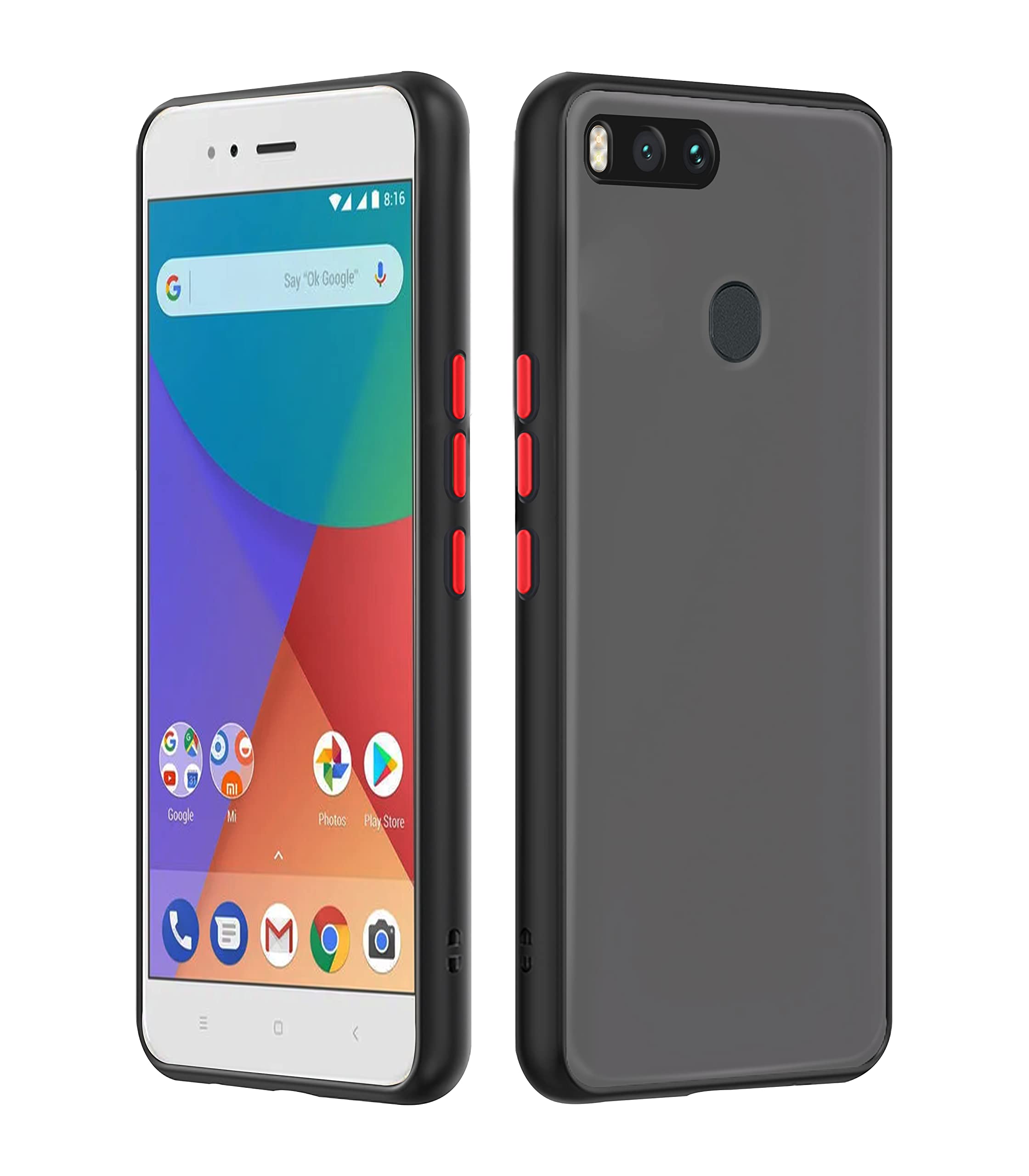 Mi A1 Hybrid mobile back cover in black by Pikkme
