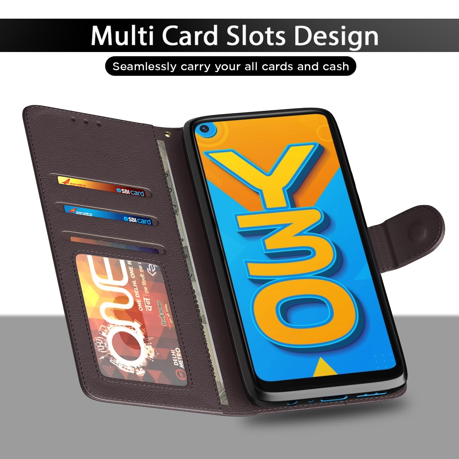 Coffee Wallet mobile flip cover for Vivo Y30 – Pikkme – photo 5