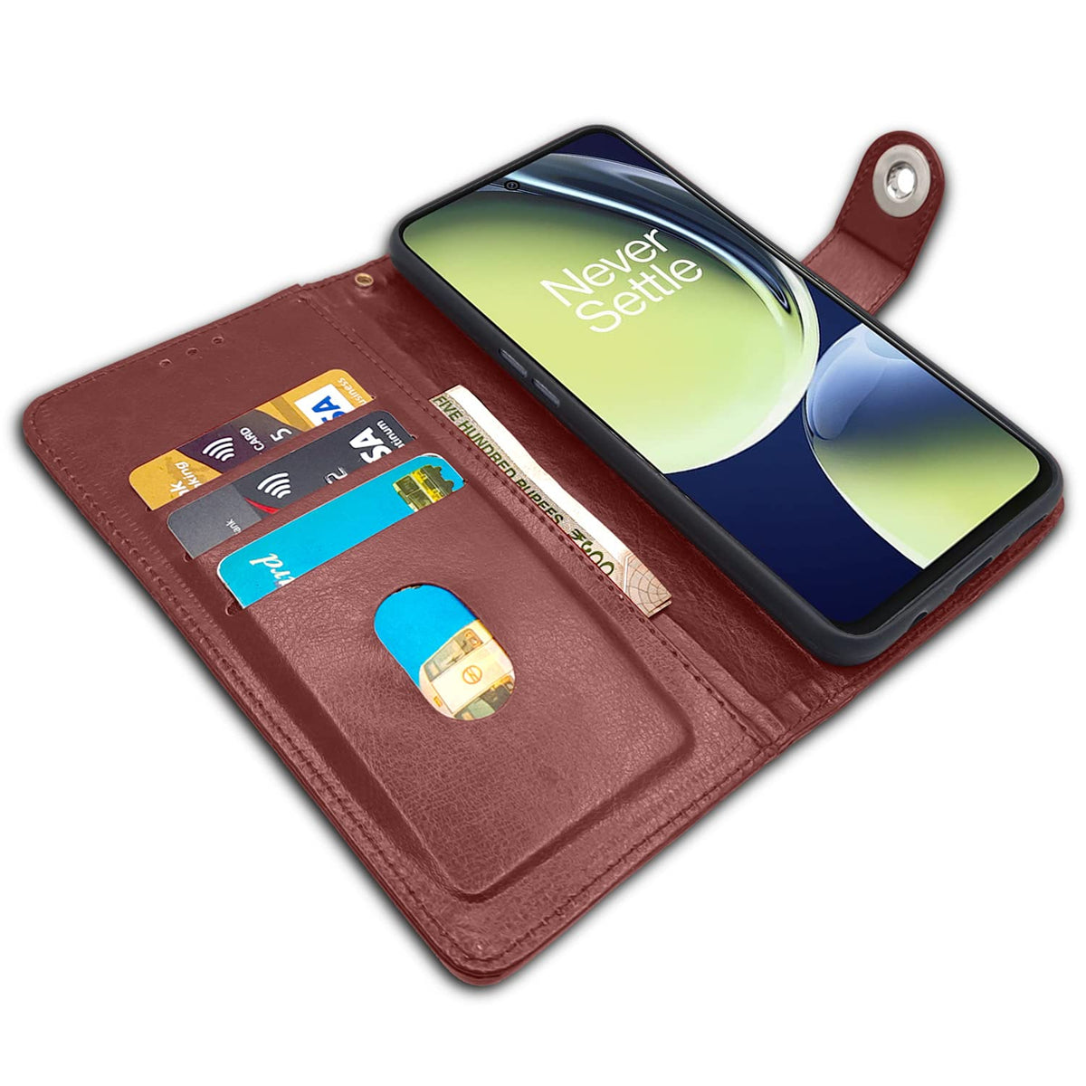 Pikkme brown Button mobile flip cover for OnePlus Nord CE 3 Lite 5G – photo 4