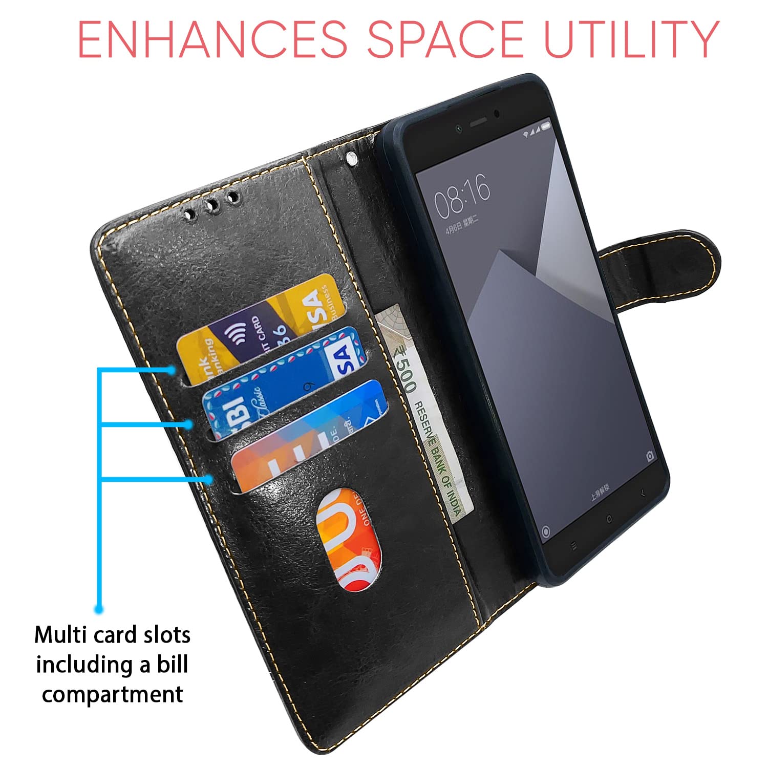 Pikkme Redmi Y1 Lite black & brown flip cover – photo 4
