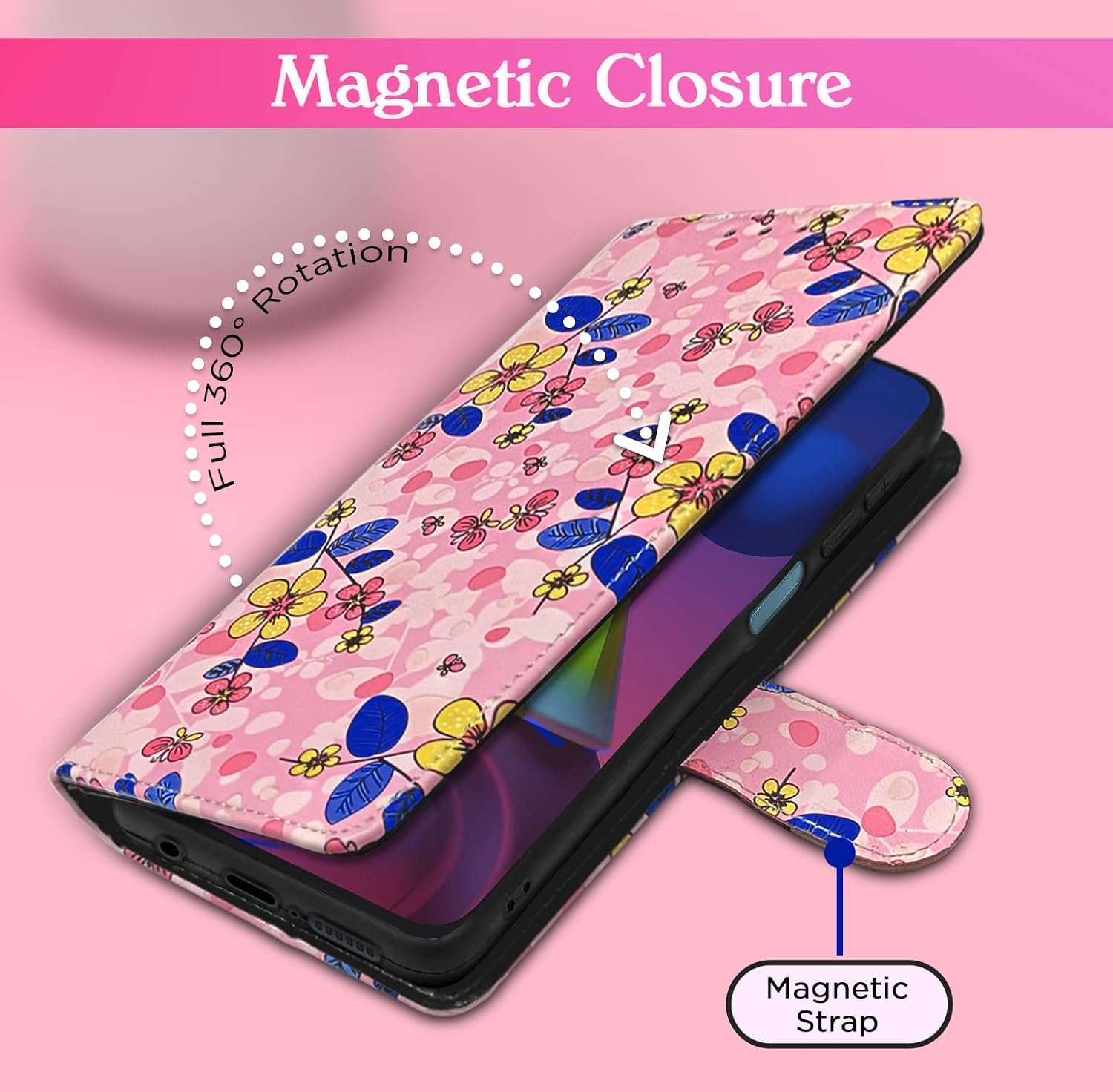 Pikkme Samsung Galaxy M51  Flower Flip Cover (Pink)