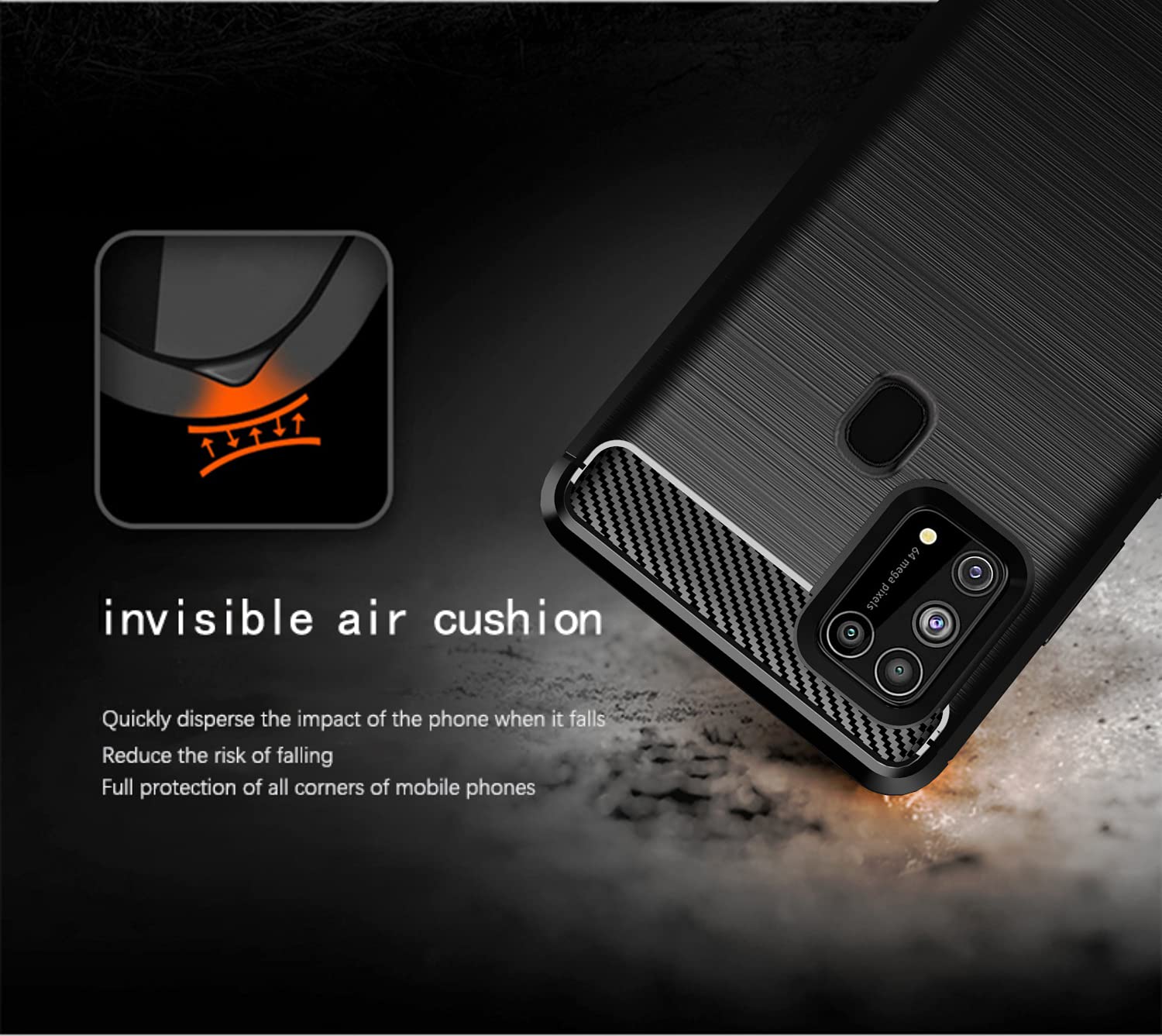 Pikkme Samsung Galaxy M31 / F41 / M31 Prime Hybrid Carbon Fiber Back Cover | Black
