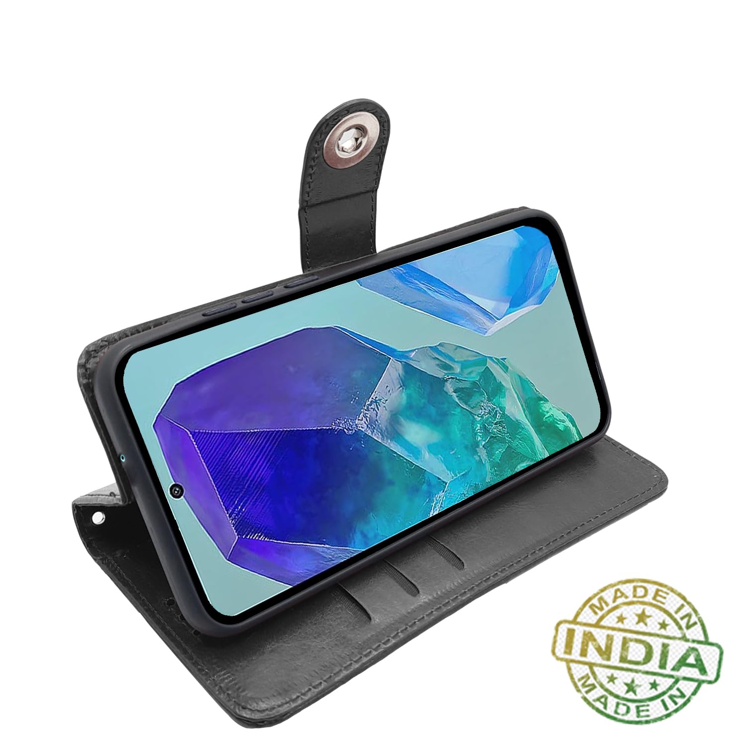 Samsung M55/M55s/F55 5G Button wallet flip cover in black by Pikkme – photo 5