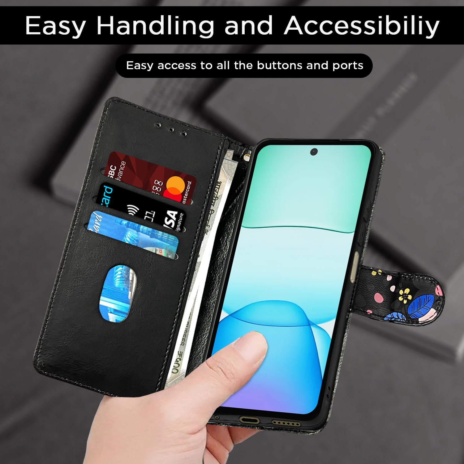 Pikkme black Flower flip cover for Redmi 13 5G – photo 7
