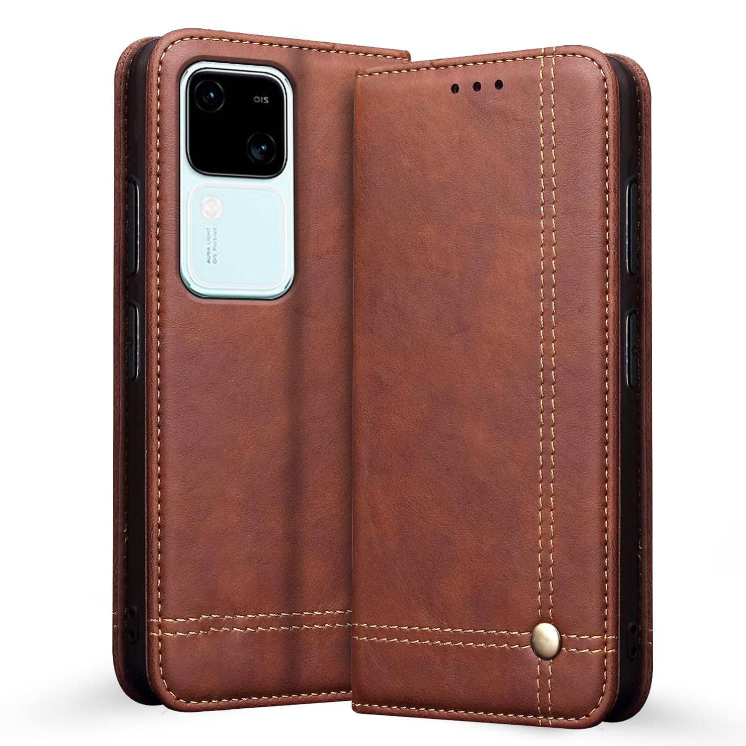 Brown mobile flip cover for Vivo V30 5G – Pikkme