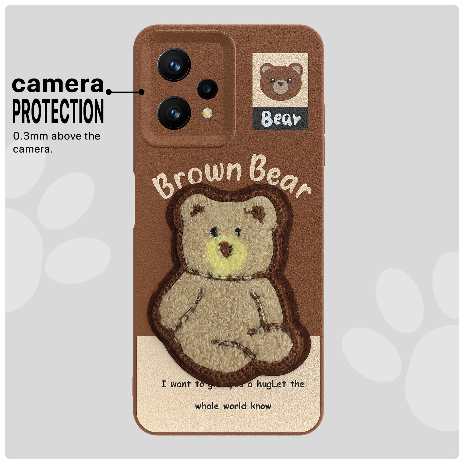 Brown Plush Patch phone cover for Realme 9 4G/9 Pro Plus 5G – Pikkme – photo 6