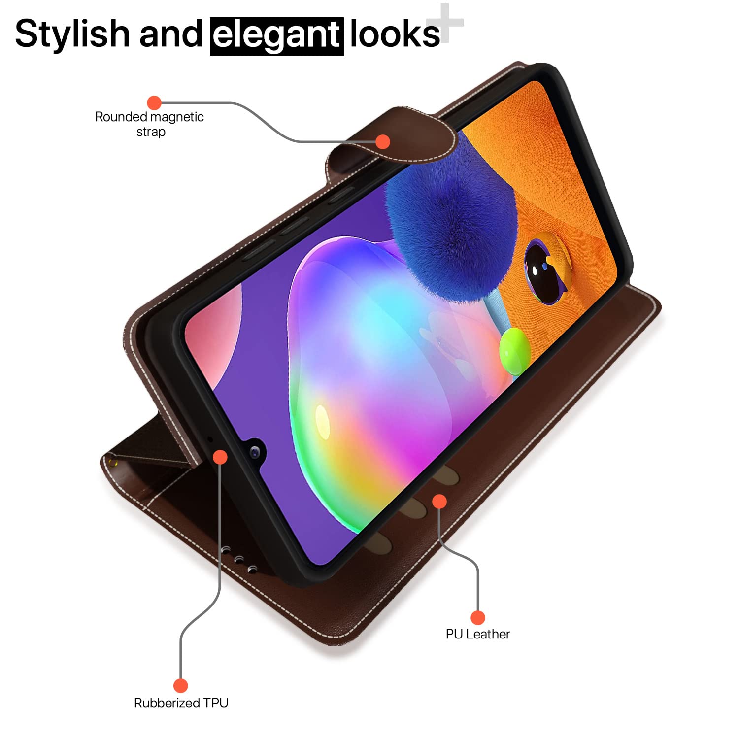 Samsung A31 flip cover in brown & coffee by Pikkme – photo 3