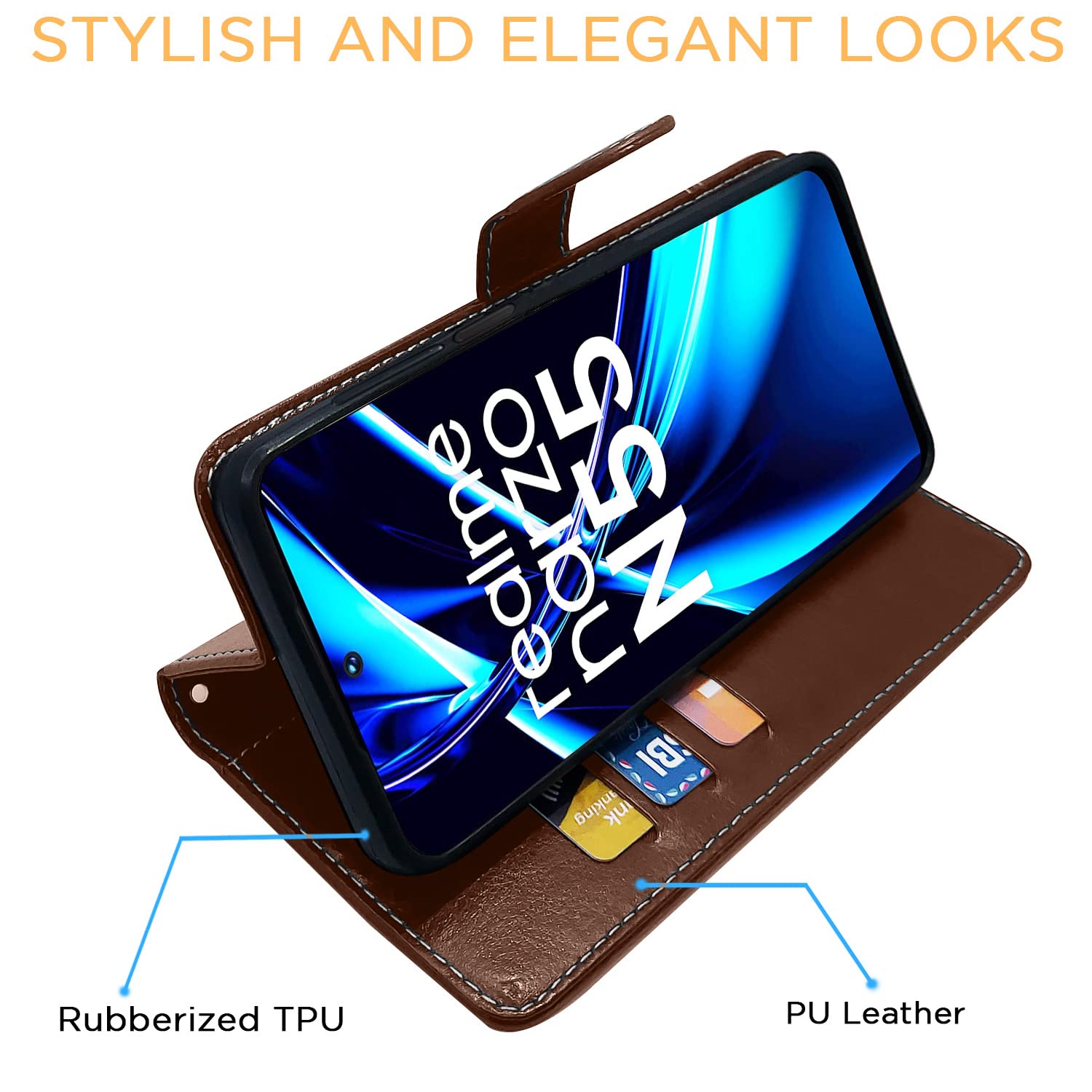 Brown & coffee Magnetic mobile flip cover for Realme Narzo N55/C55 – Pikkme – photo 5