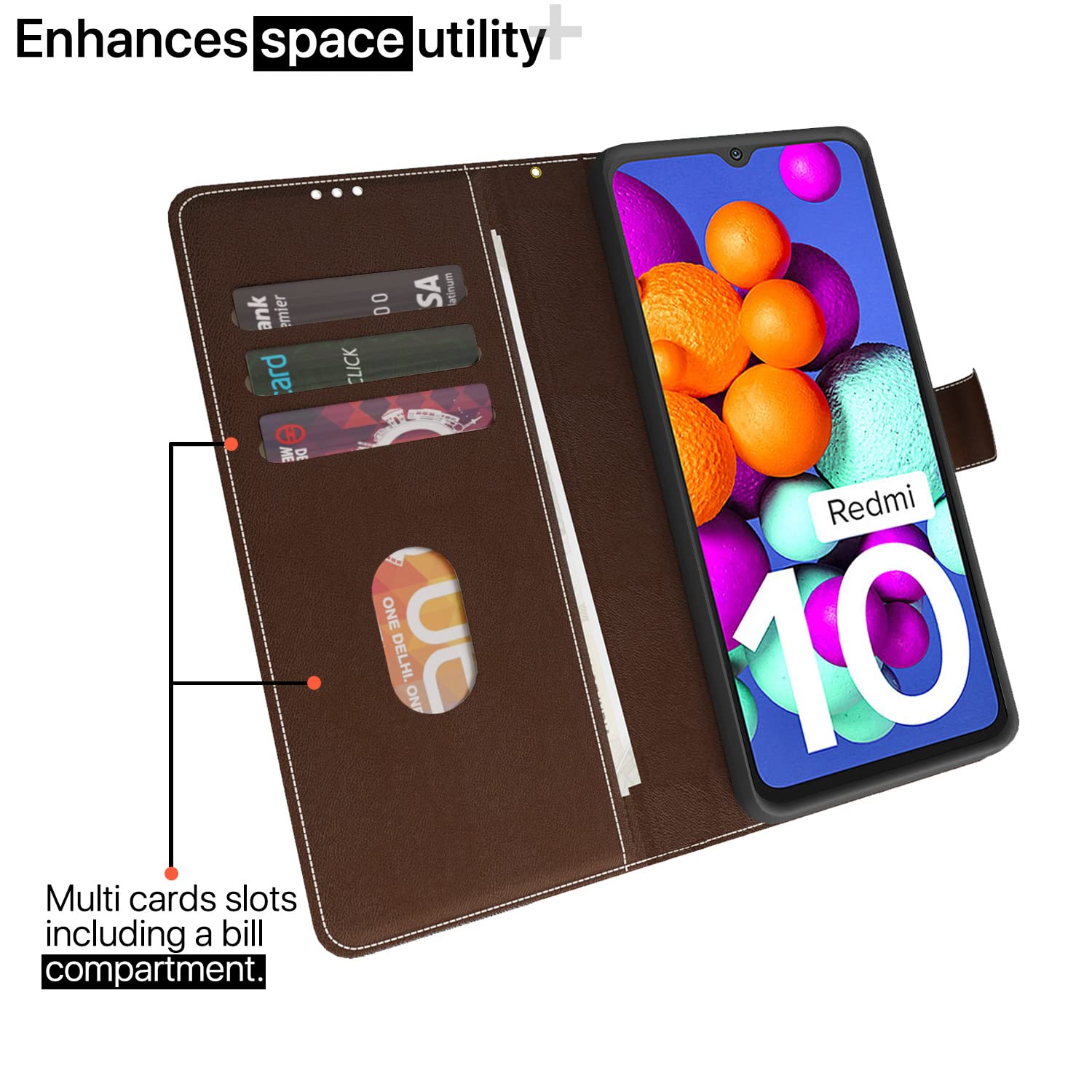 Pikkme brown & coffee flip case for Redmi 10/10 Power – photo 2