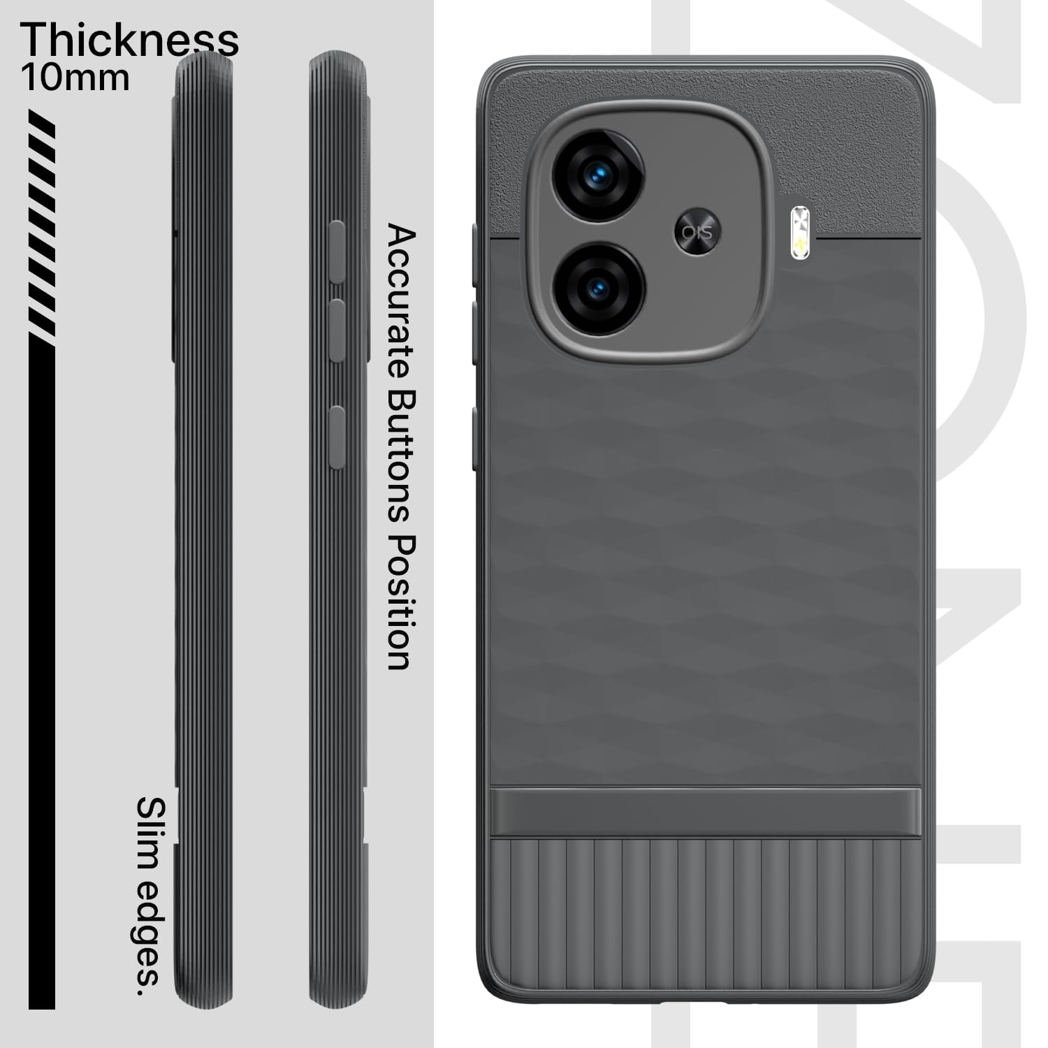 Pikkme iQOO Neo 10R 5G / iQOO Z9 Turbo 5G / Vivo Y200 GT 5G Shockproof Soft Flexible Gencase Back Cover (Grey)
