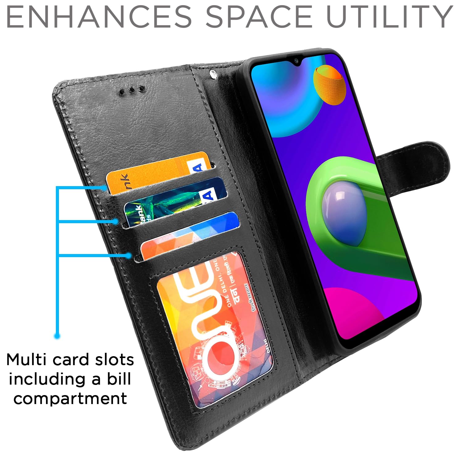 Pikkme black Wallet flip case for Samsung M02 – photo 2