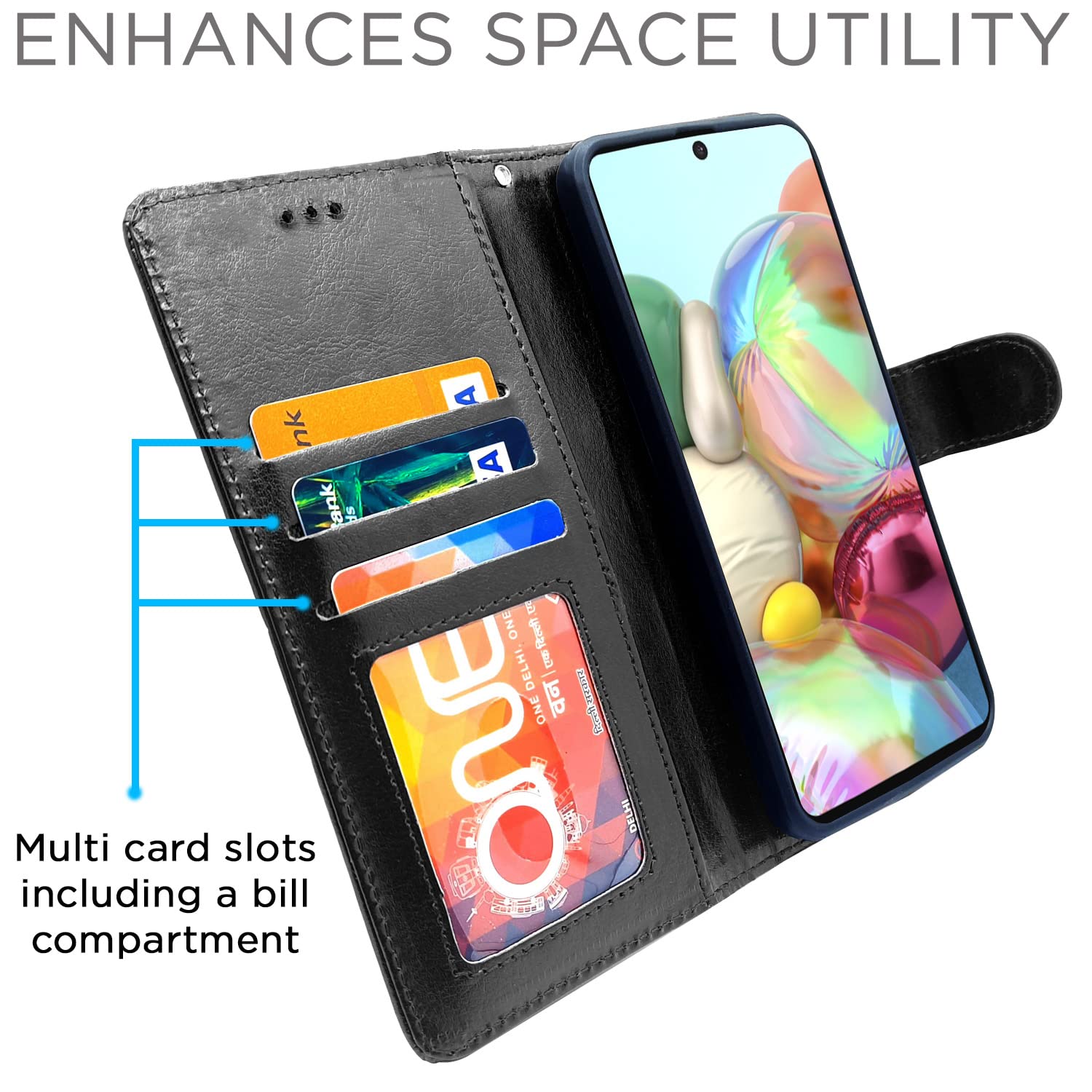 Pikkme Samsung Galaxy A71 Vintage Flip Cover (Black)