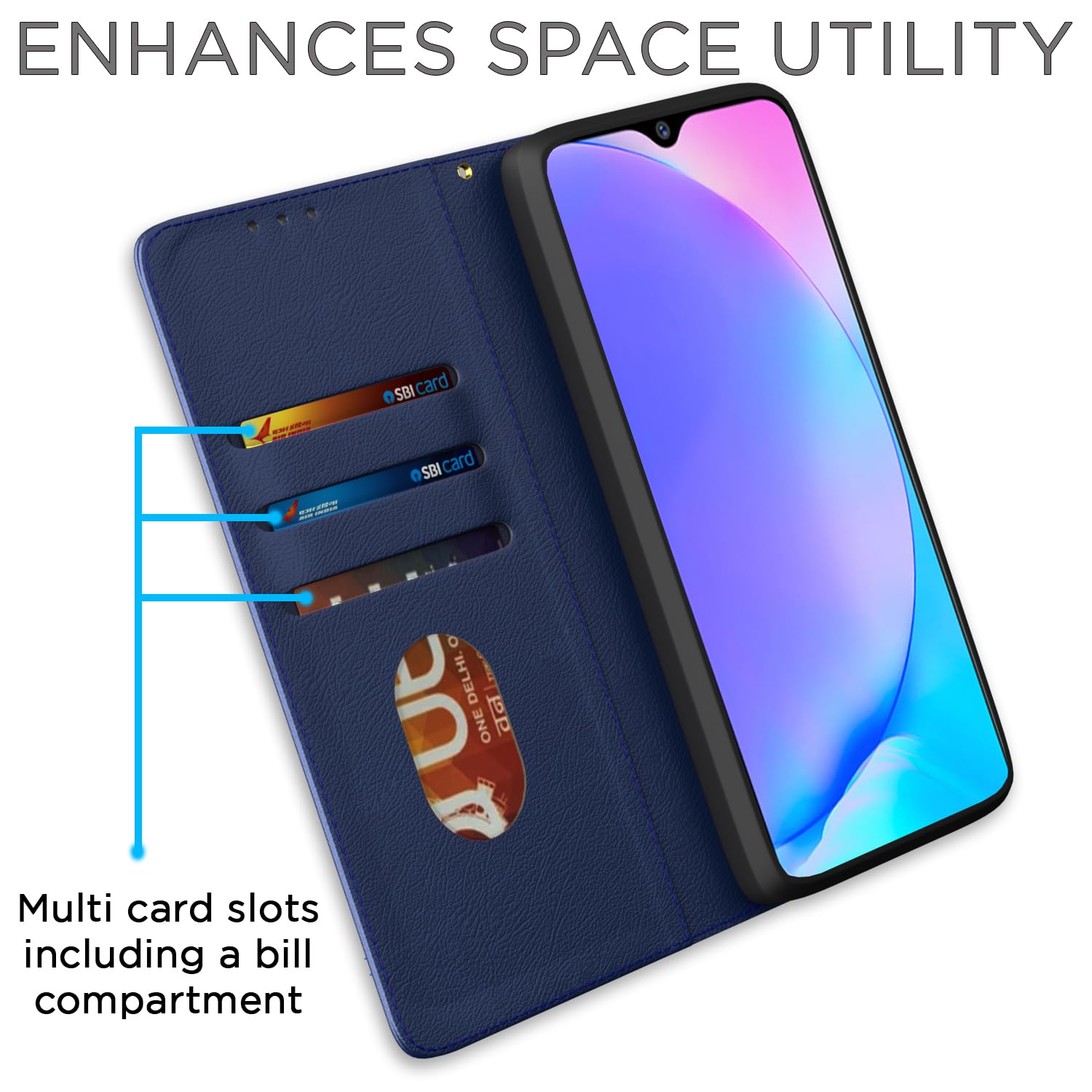 Pikkme Vivo Y12/Y15/Y17/U10 Magnetic blue mobile flip cover – photo 3