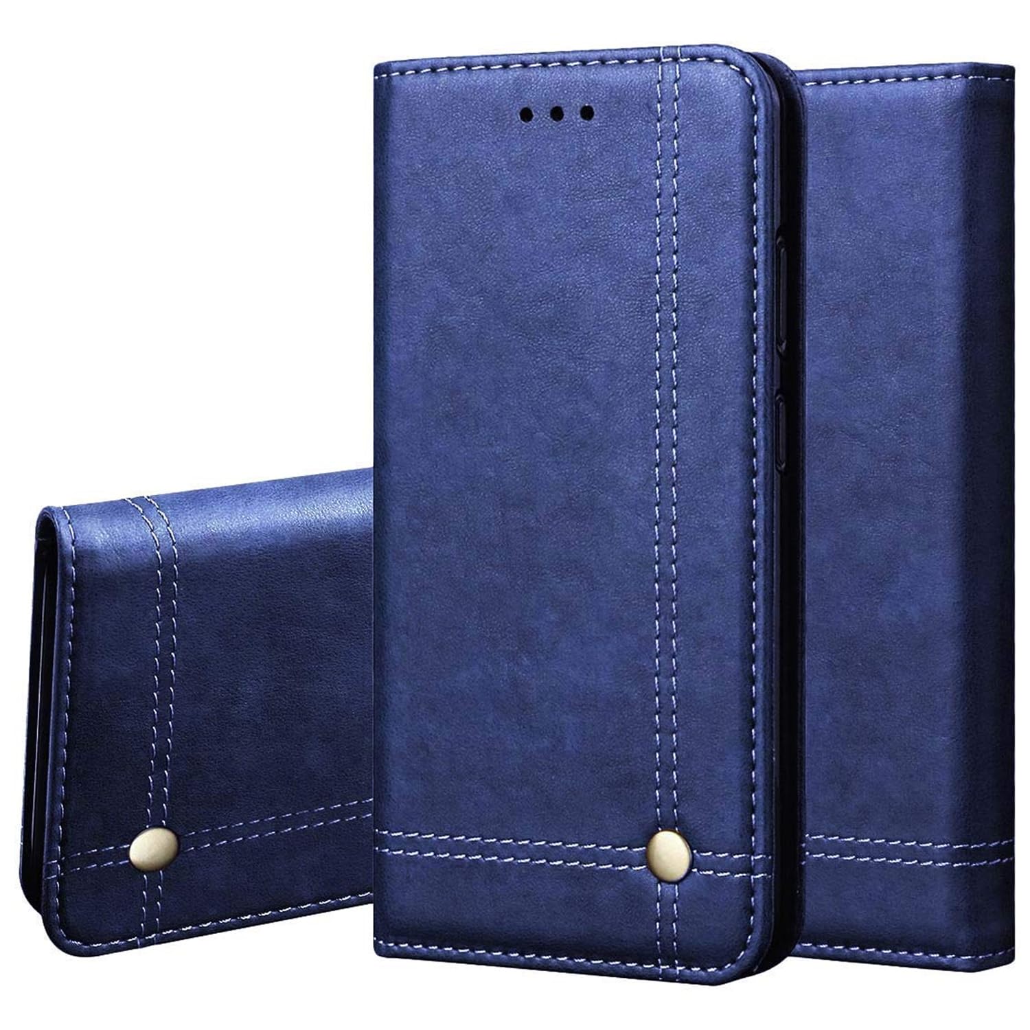 Pikkme Moto Edge 50 Pro 5G Premium Leather Magnet Flip Cover (Blue)