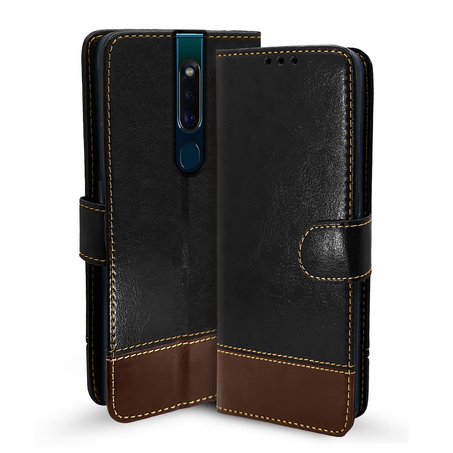 Black & brown flip cover for Oppo F11 Pro – Pikkme
